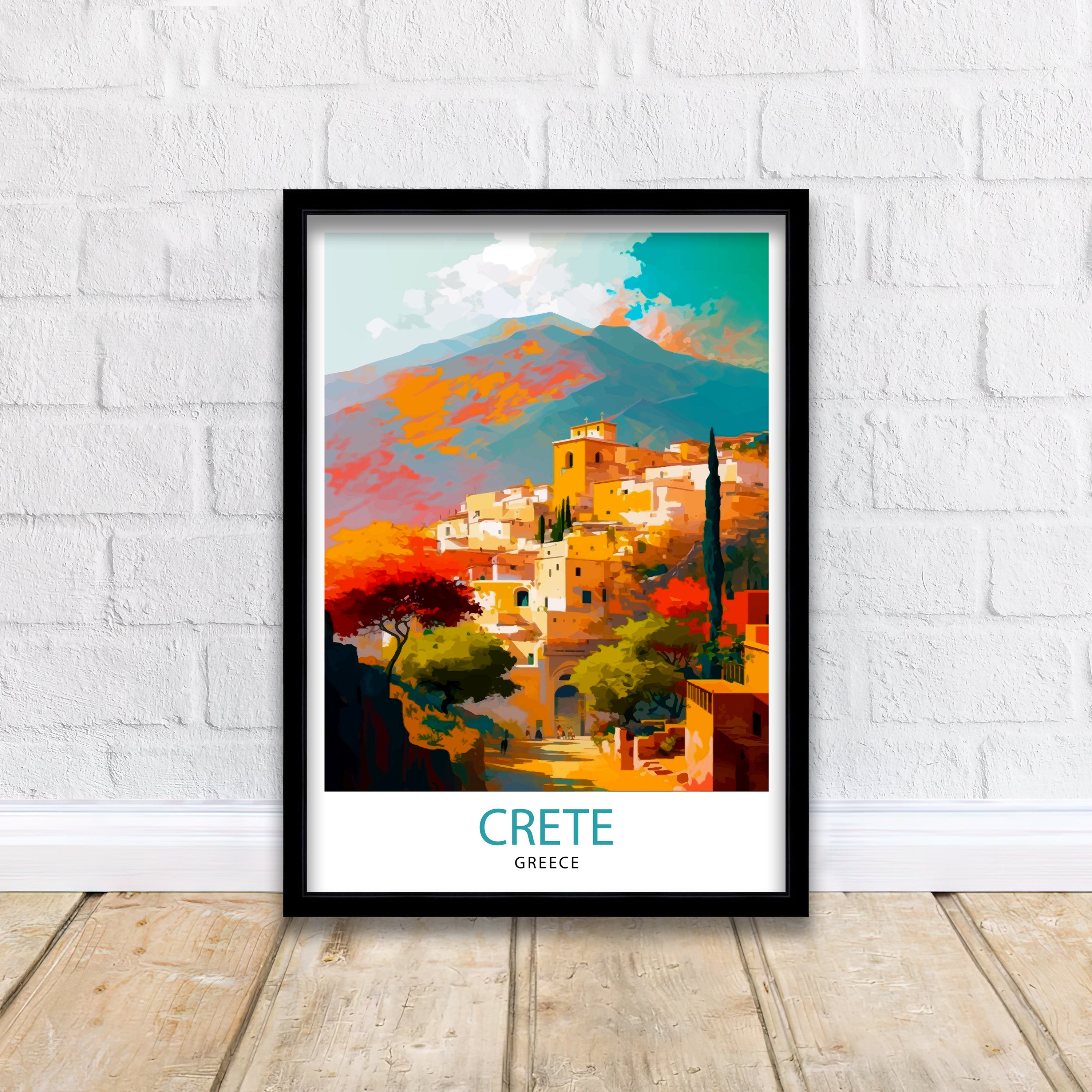 Crete Greece Travel Print Crete Wall Decor Crete Home Living Decor Crete Greece Illustration Travel Poster Gift for Crete Greece Home Decor