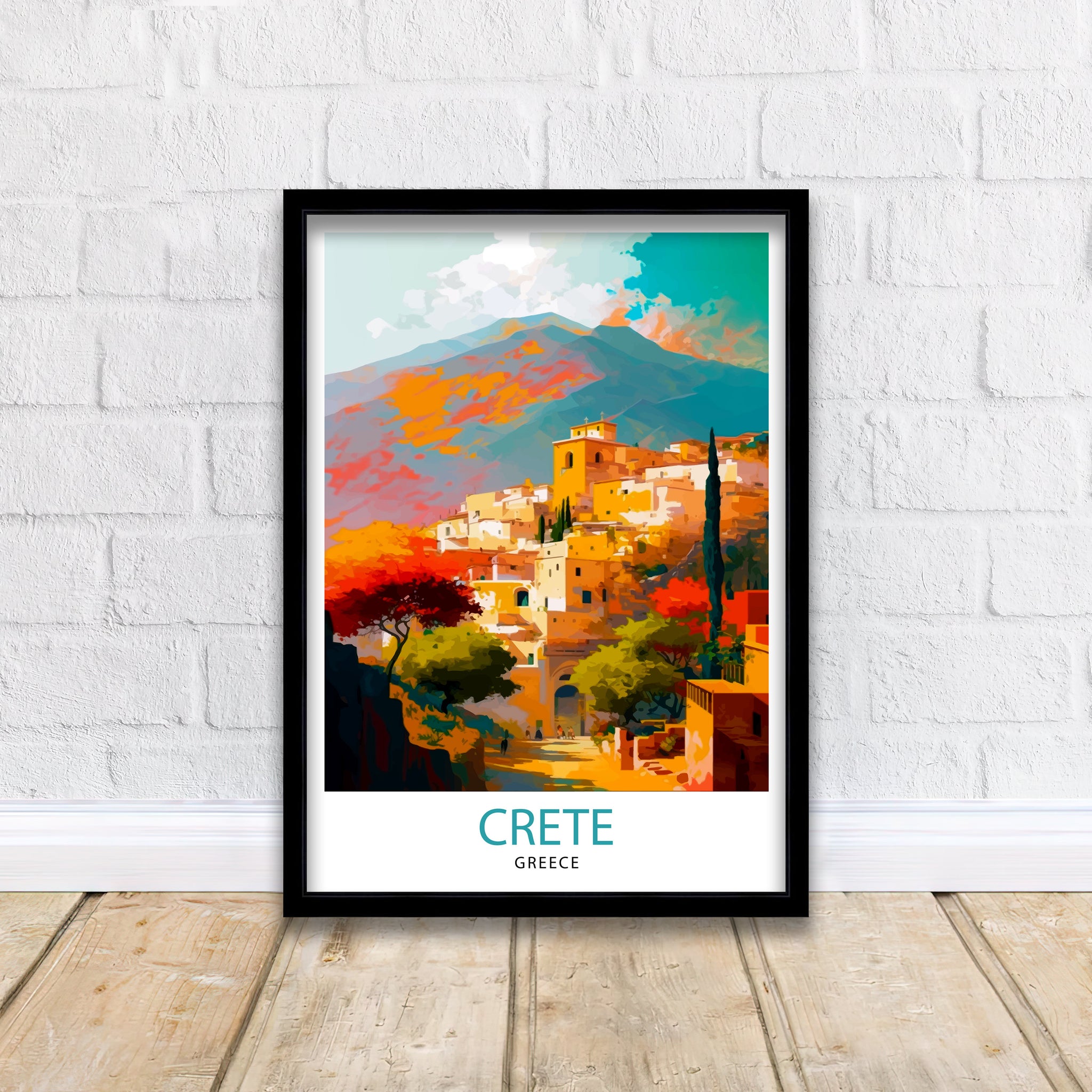Crete Greece Travel Print Crete Wall Decor Crete Home Living Decor Crete Greece Illustration Travel Poster Gift for Crete Greece Home Decor