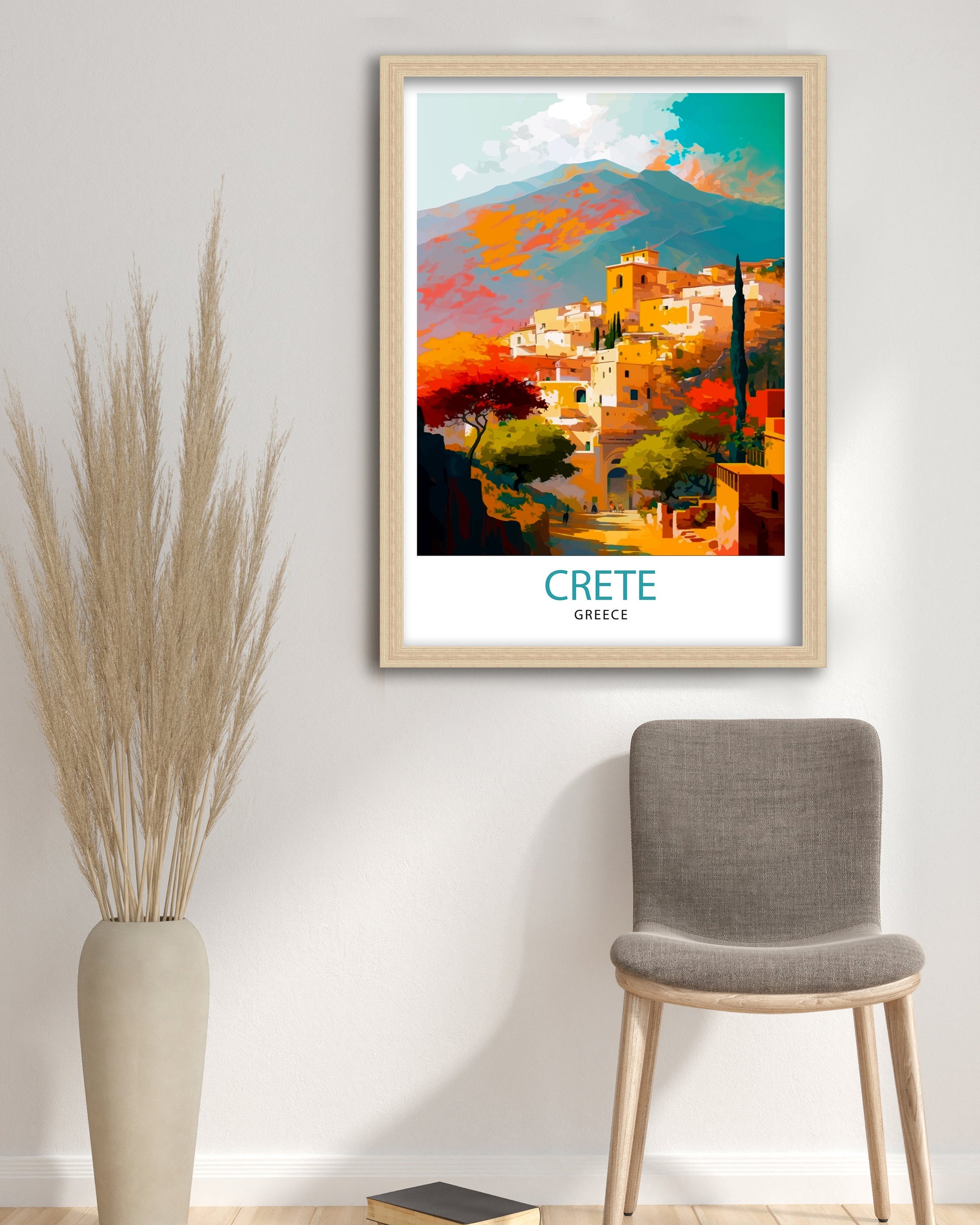 Crete Greece Travel Print Crete Wall Decor Crete Home Living Decor Crete Greece Illustration Travel Poster Gift for Crete Greece Home Decor