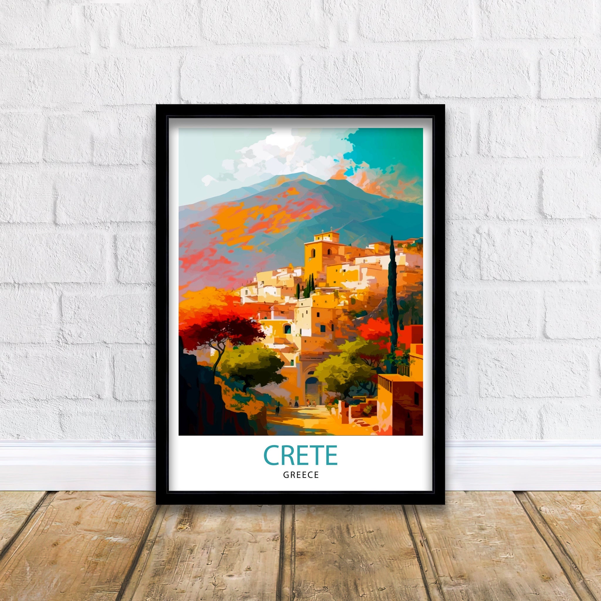 Crete Greece Travel Print Crete Wall Decor Crete Home Living Decor Crete Greece Illustration Travel Poster Gift for Crete Greece Home Decor