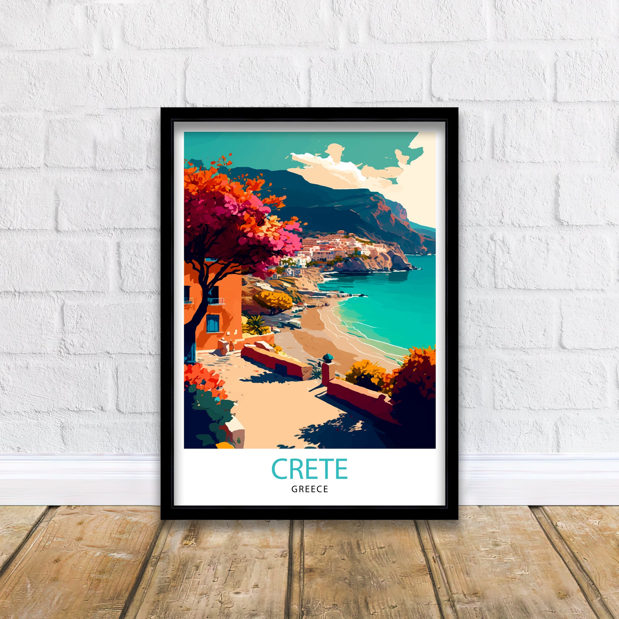 Crete Greece Travel Print Crete Wall Decor Crete Home Living Decor Crete Greece Illustration Travel Poster Gift for Crete Greece Home Decor