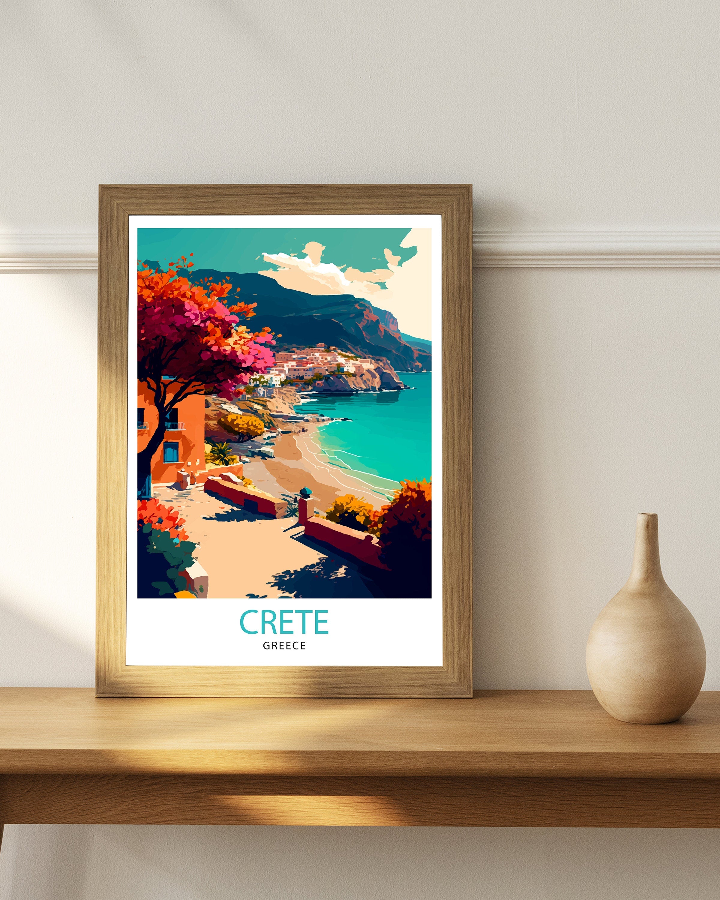 Crete Greece Travel Print Crete Wall Decor Crete Home Living Decor Crete Greece Illustration Travel Poster Gift for Crete Greece Home Decor