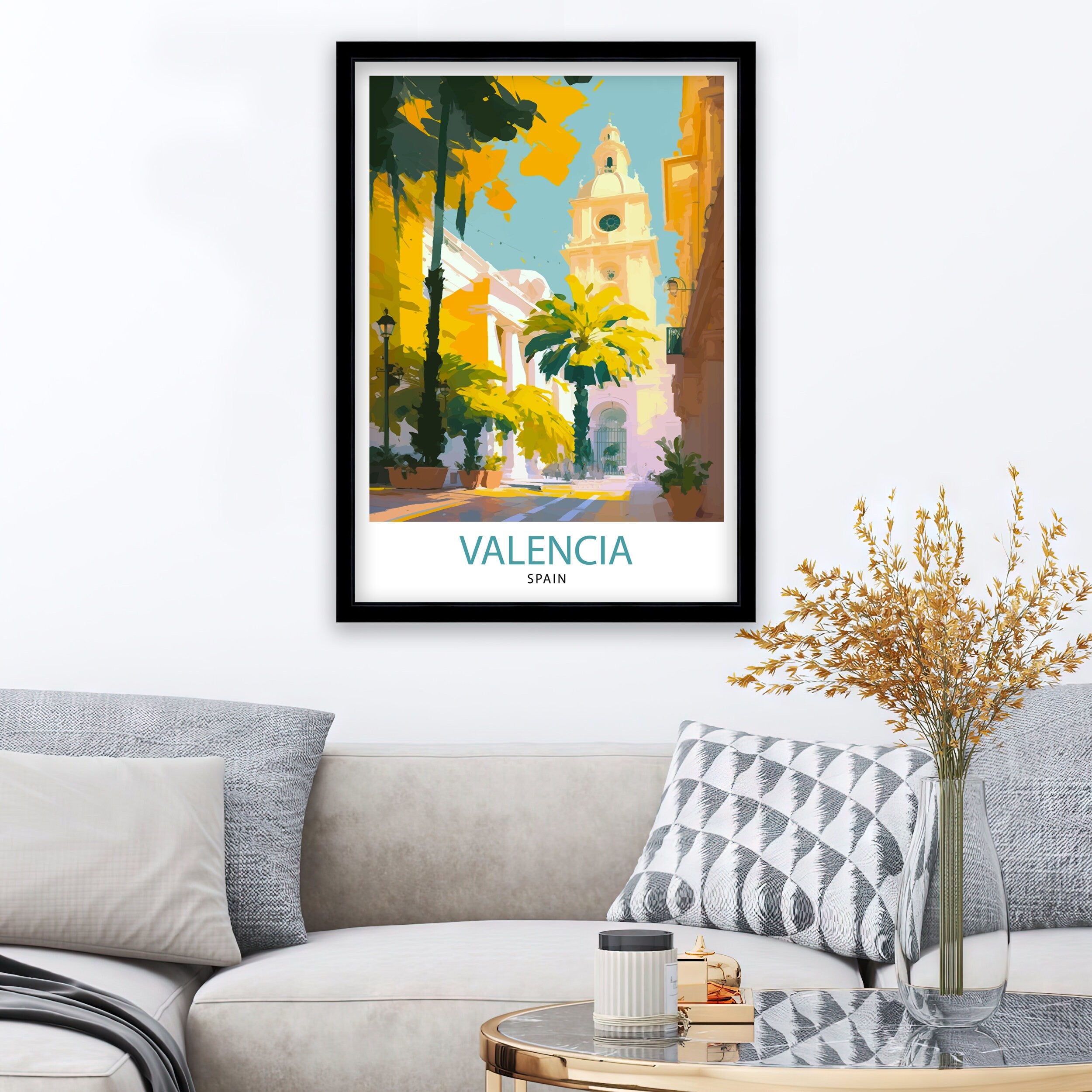 Valencia Spain Travel Print Valencia Wall Decor Valencia Home Living Decor Valencia Spain Illustration Travel Poster Gift for Valencia