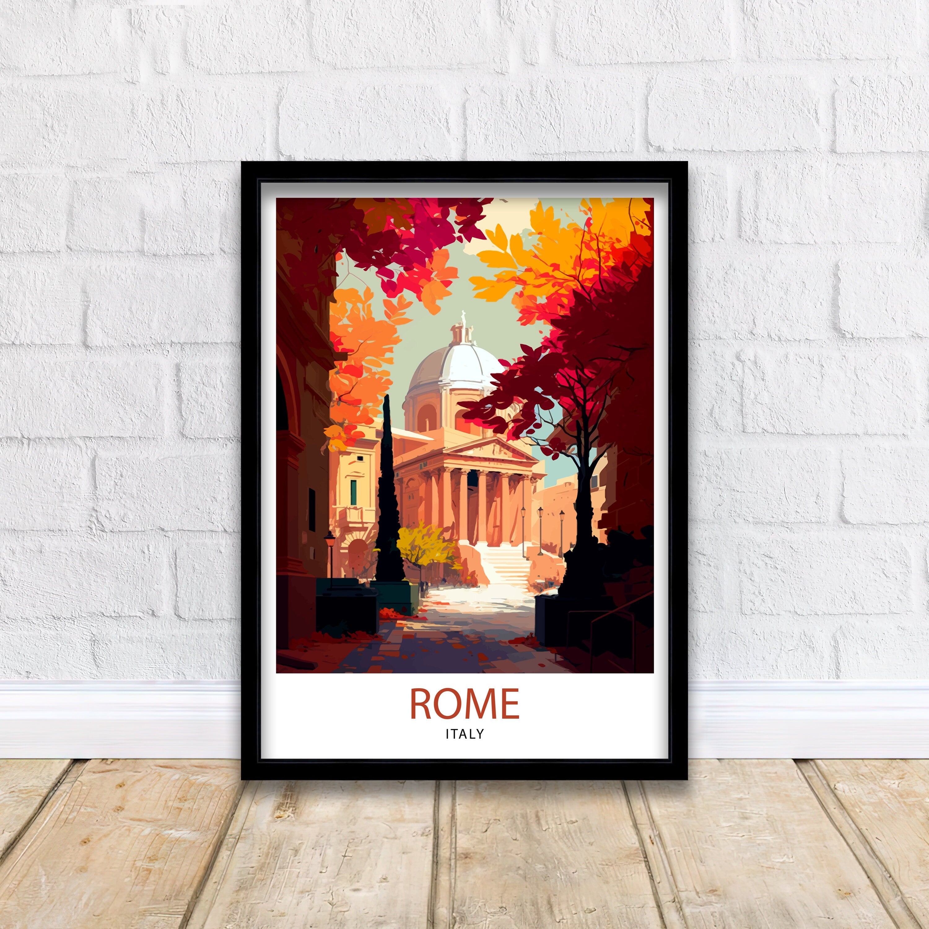 Rome Italy Travel Print: Colosseum, St. Peter's Basilica