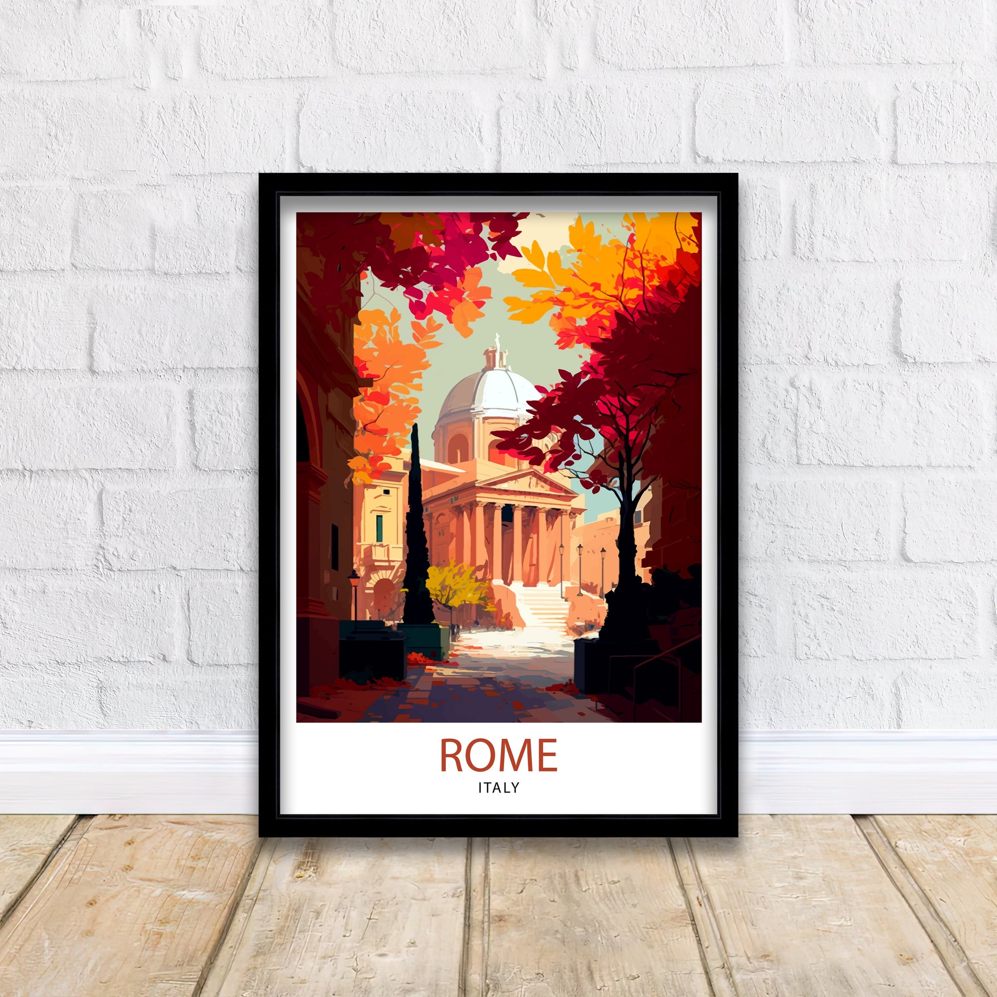 Rome Italy Travel Print: Colosseum, St. Peter's Basilica