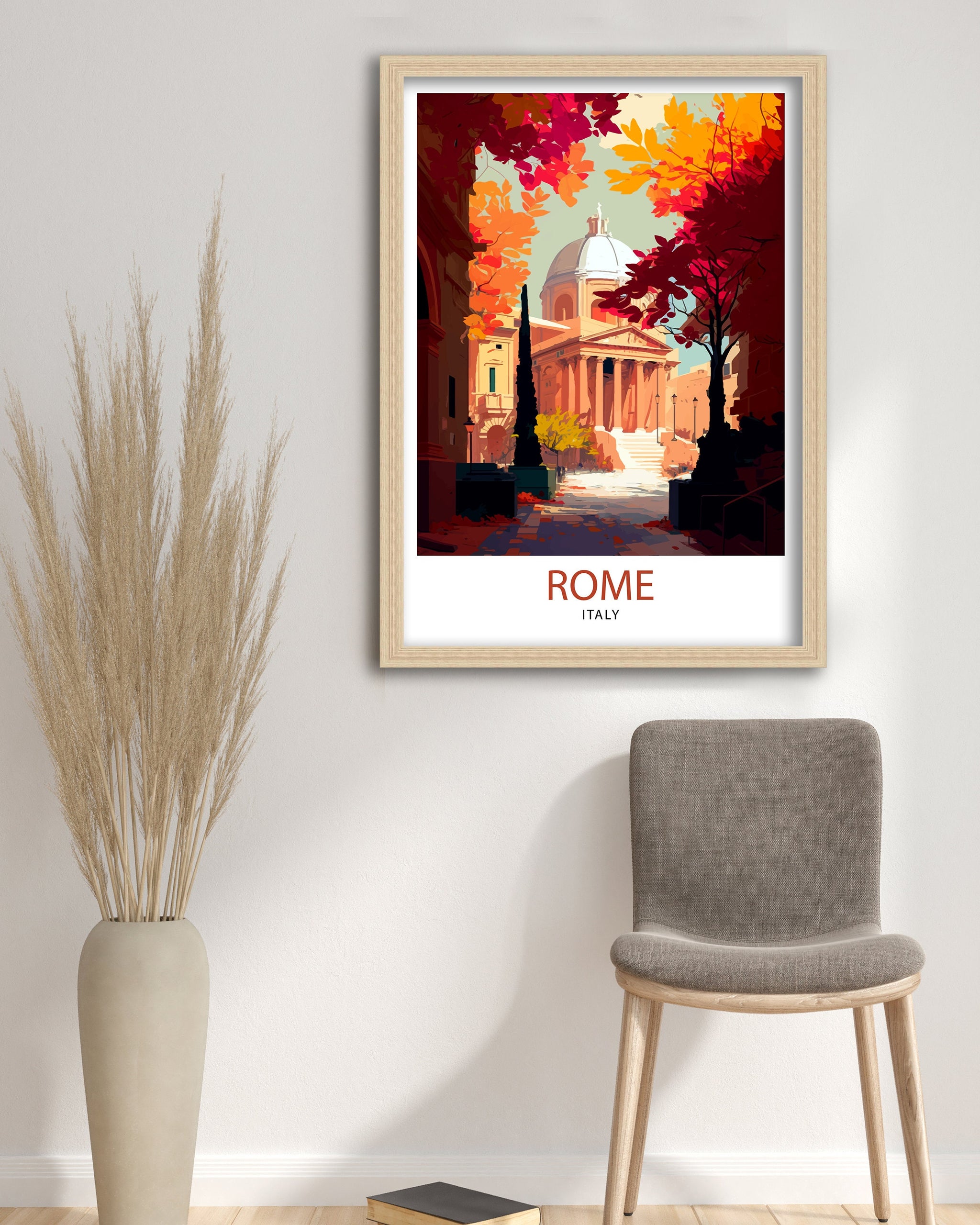 Rome Italy Travel Print: Colosseum, St. Peter's Basilica