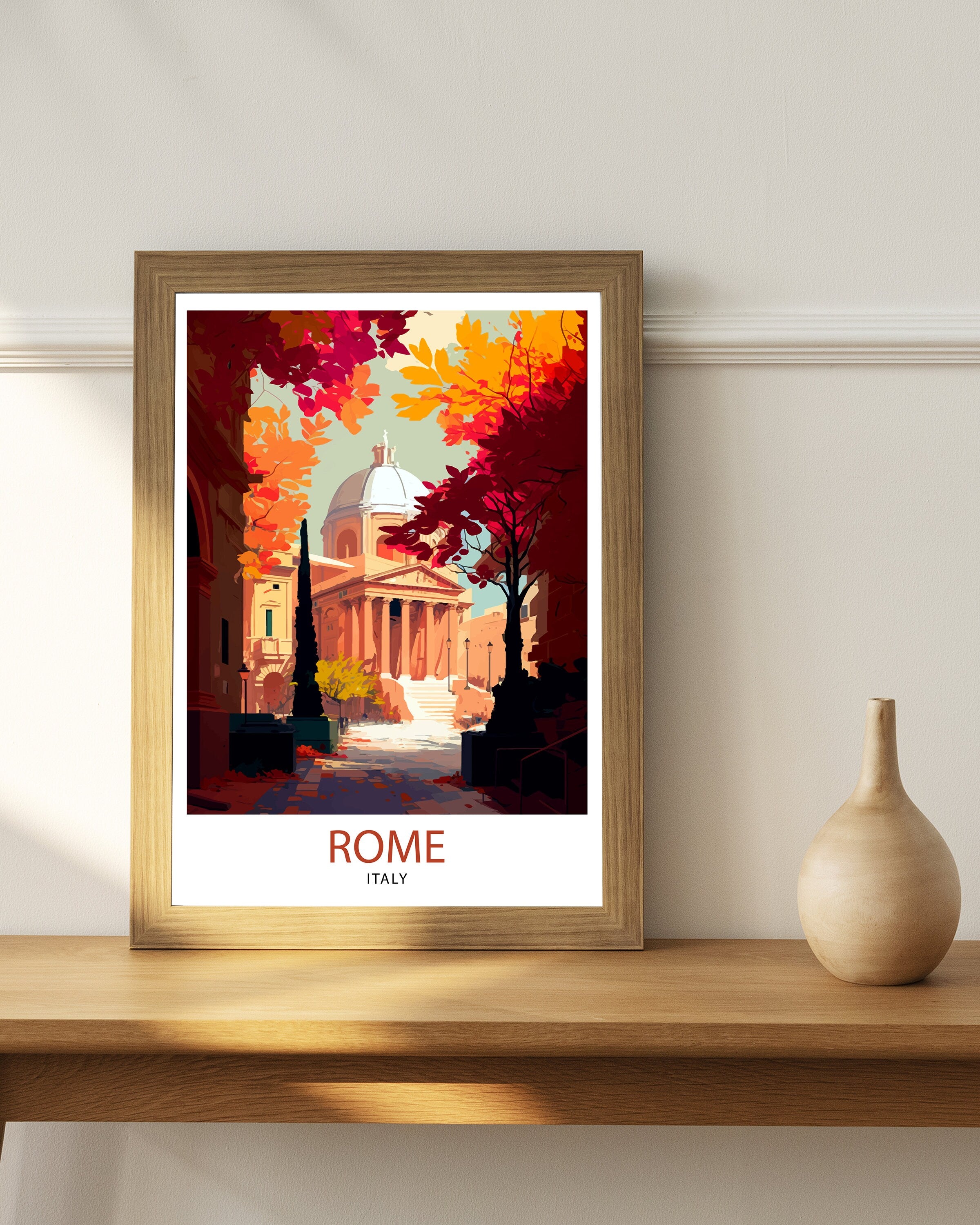 Rome Italy Travel Print: Colosseum, St. Peter's Basilica