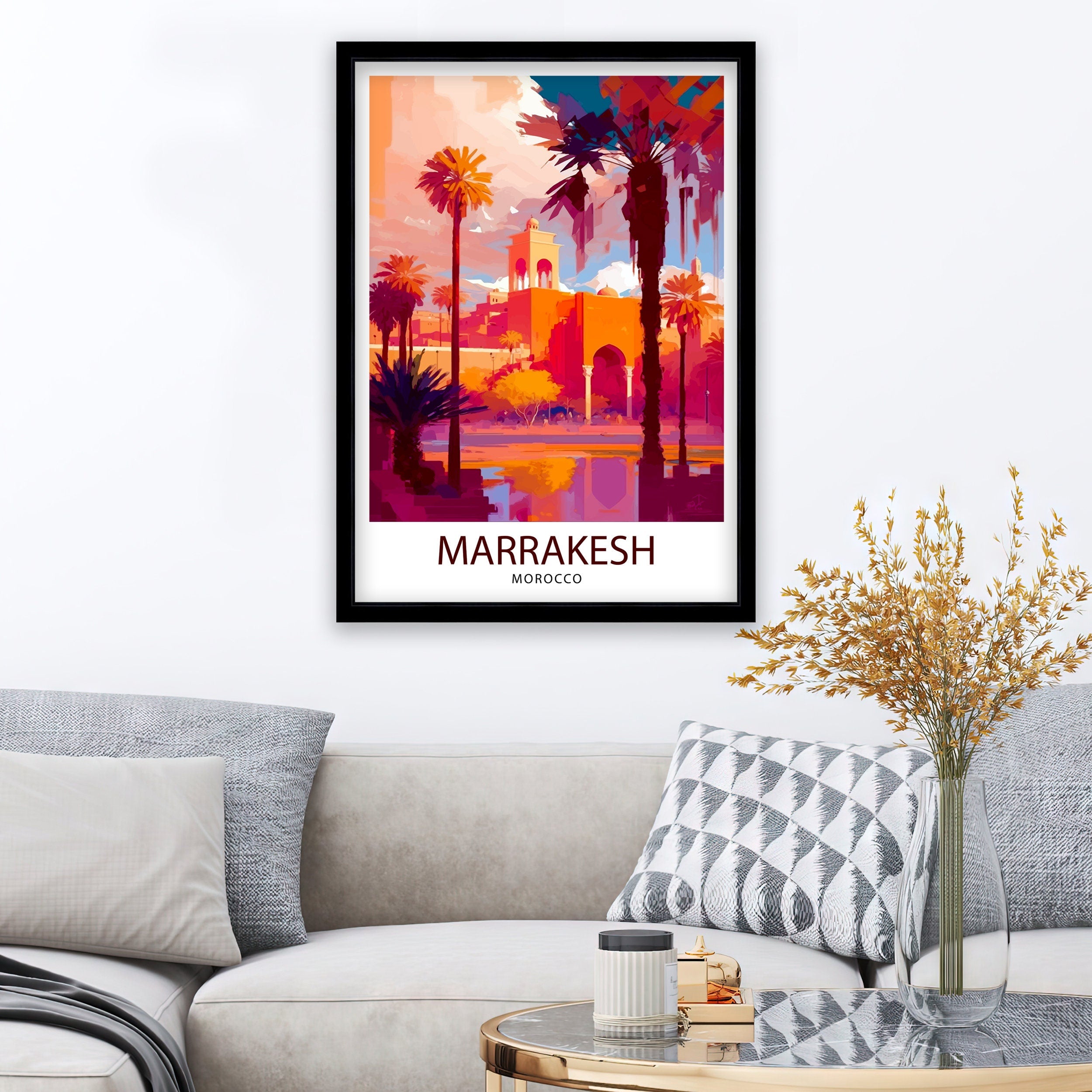 Marrakesh Morocco Travel Print Marrakesh Wall Decor Marrakesh Home Living Decor Marrakesh Morocco Illustration Travel Poster Gift