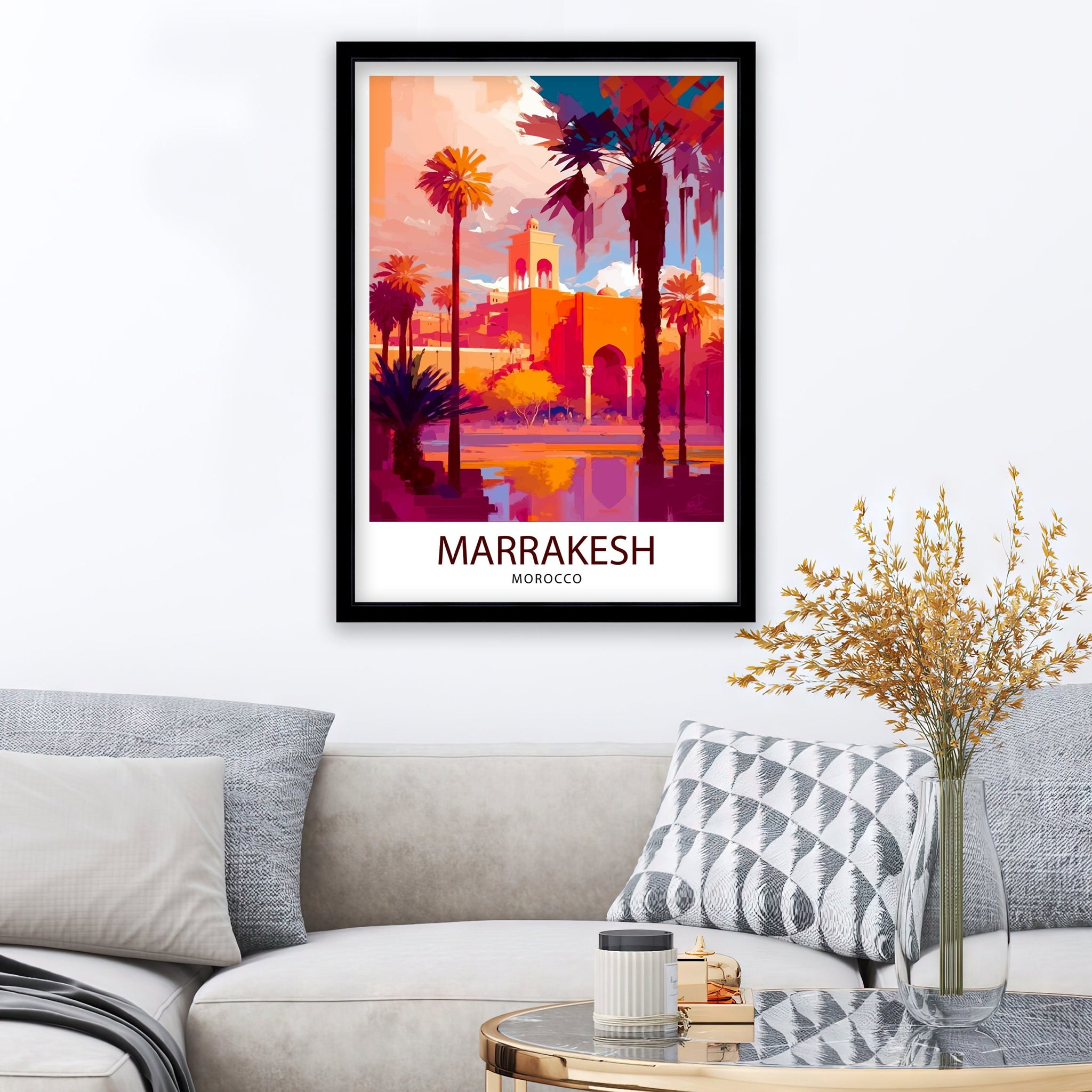 Marrakesh Morocco Travel Print Marrakesh Wall Decor Marrakesh Home Living Decor Marrakesh Morocco Illustration Travel Poster Gift