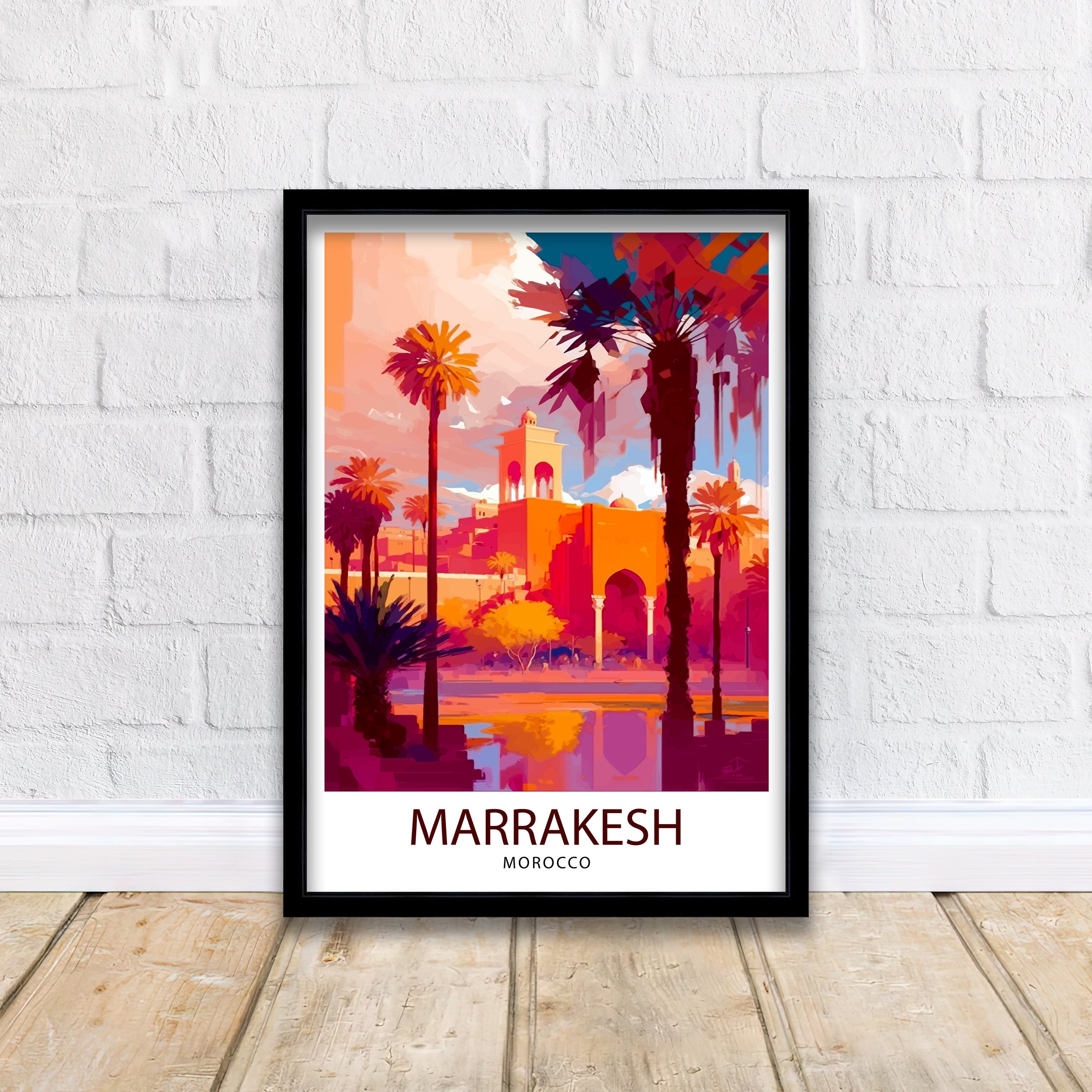 Marrakesh Morocco Travel Print Marrakesh Wall Decor Marrakesh Home Living Decor Marrakesh Morocco Illustration Travel Poster Gift