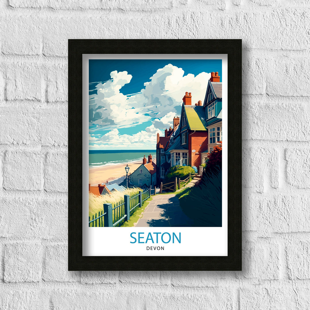 Seaton Devon Travel Poster Seaton Wall Art Seaton Illustration Seaton Poster Seaton UK Travel Decor Seaton Souvenir Seaton Gift