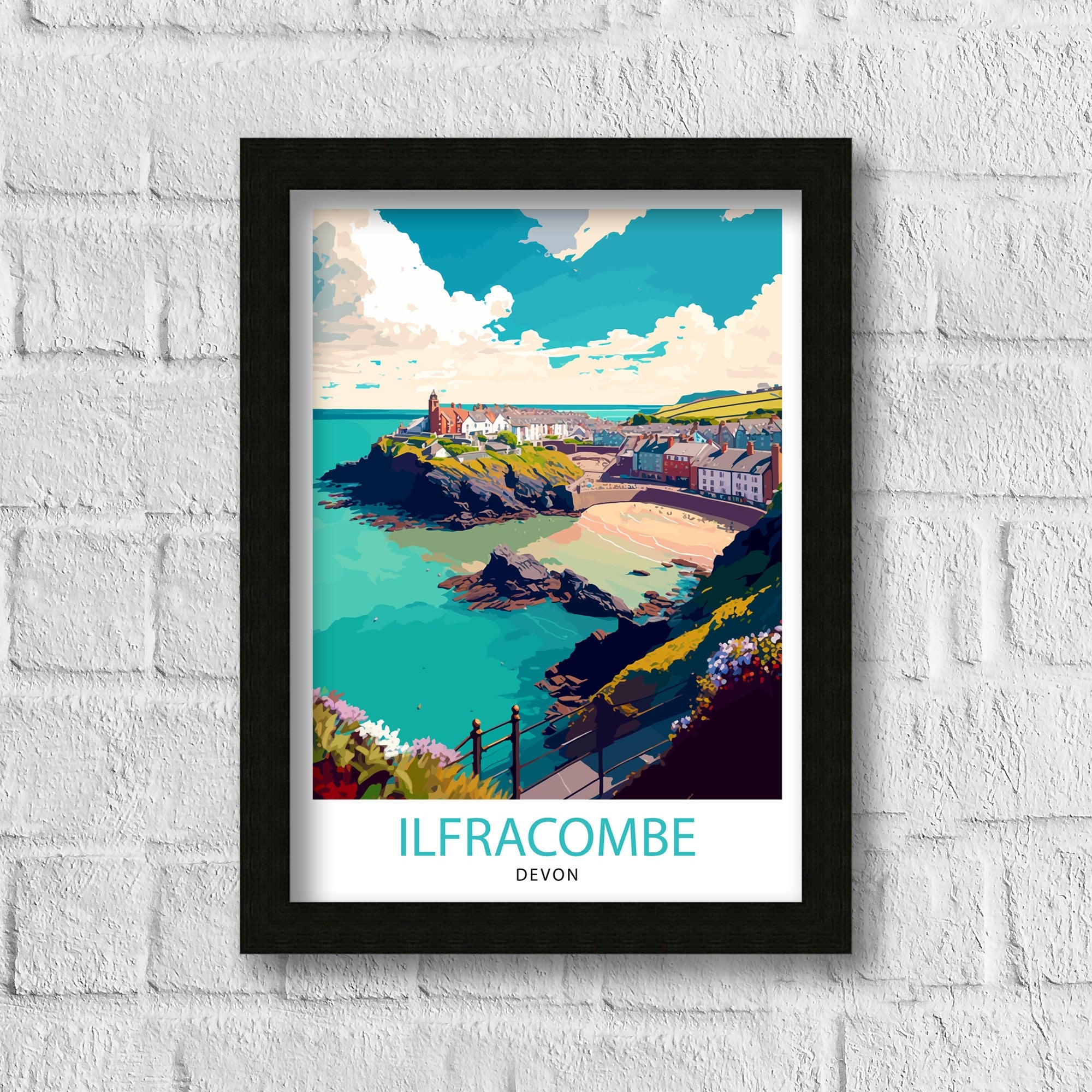 Illfracombe Travel Print Illfracombe Wall Decor Illfracombe Home Living Decor Illfracombe Illustration Travel Poster Gift For Illfracombe