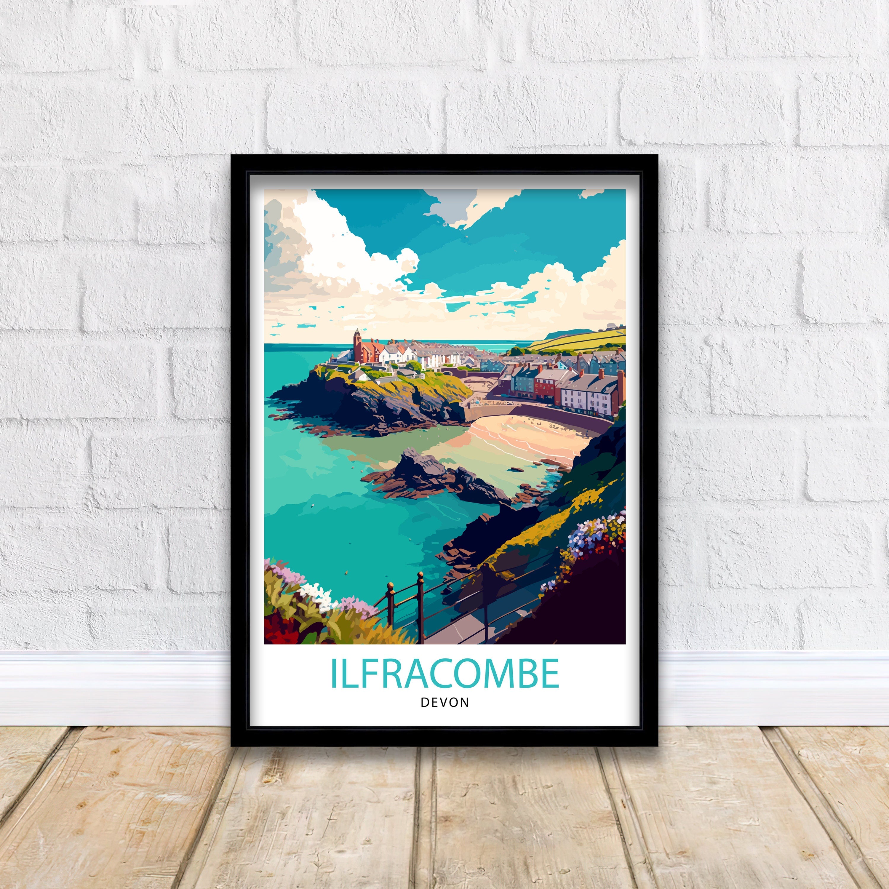 Illfracombe Travel Print Illfracombe Wall Decor Illfracombe Home Living Decor Illfracombe Illustration Travel Poster Gift For Illfracombe