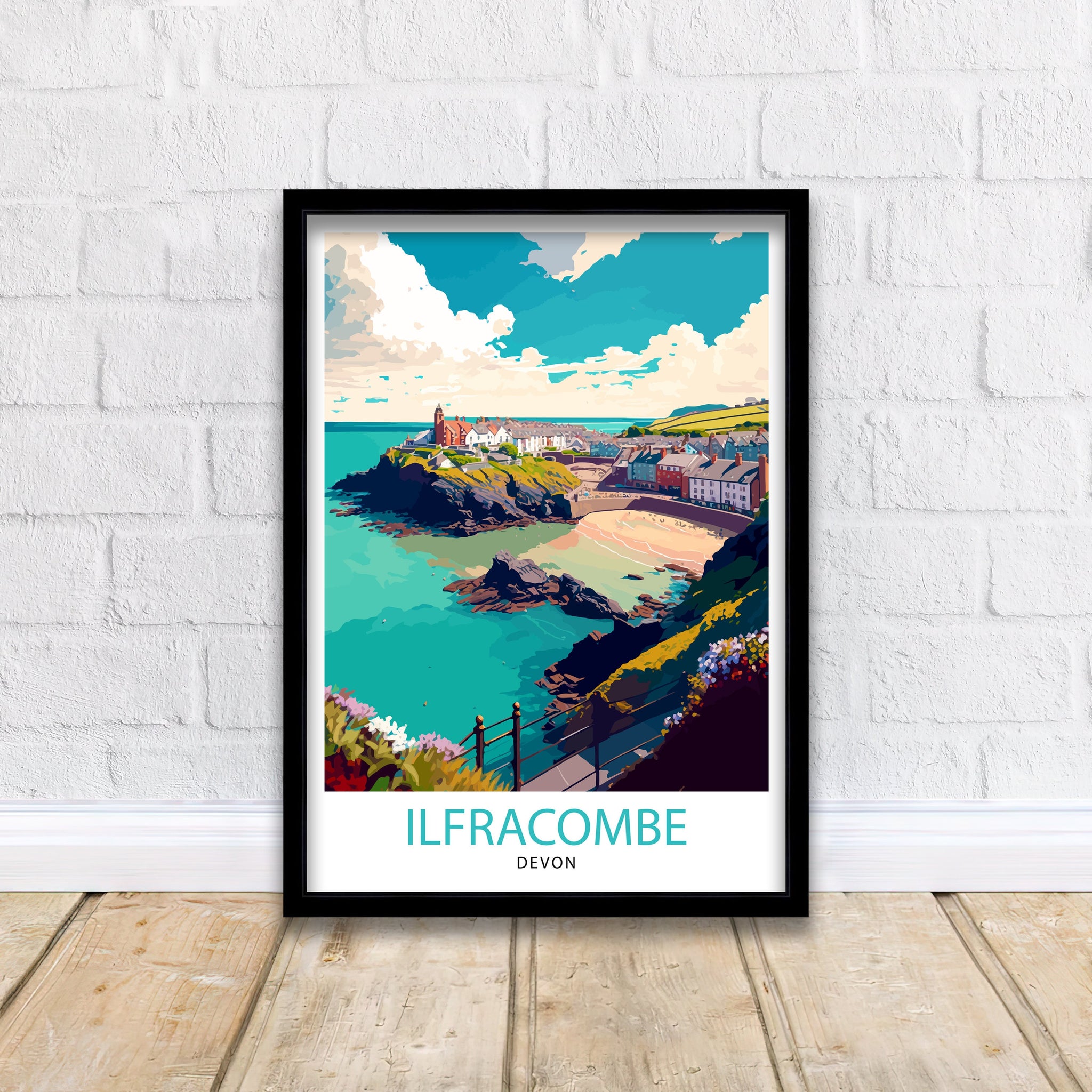 Illfracombe Travel Print Illfracombe Wall Decor Illfracombe Home Living Decor Illfracombe Illustration Travel Poster Gift For Illfracombe