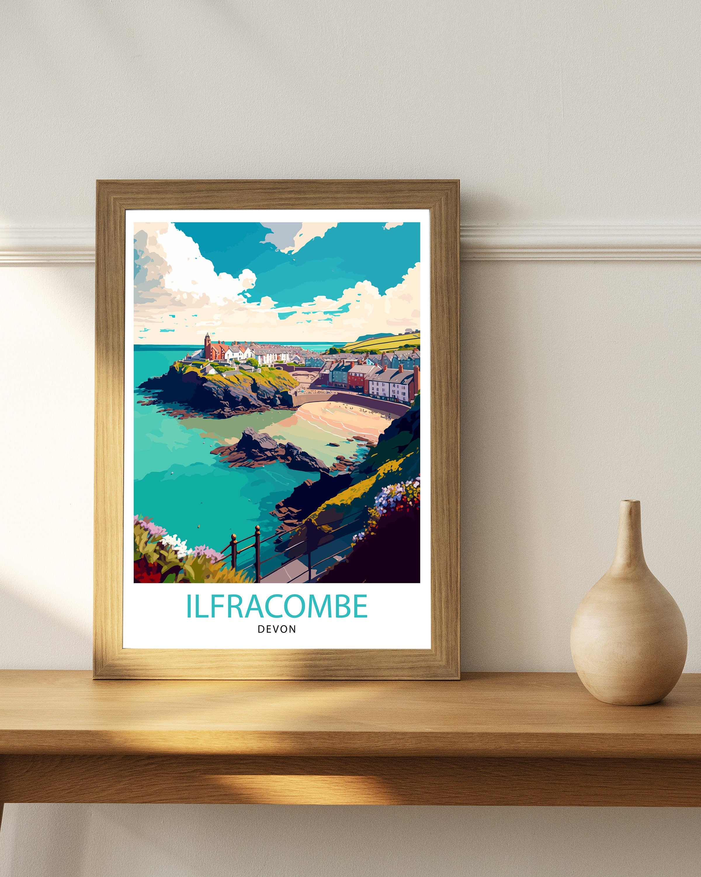Illfracombe Travel Print Illfracombe Wall Decor Illfracombe Home Living Decor Illfracombe Illustration Travel Poster Gift For Illfracombe