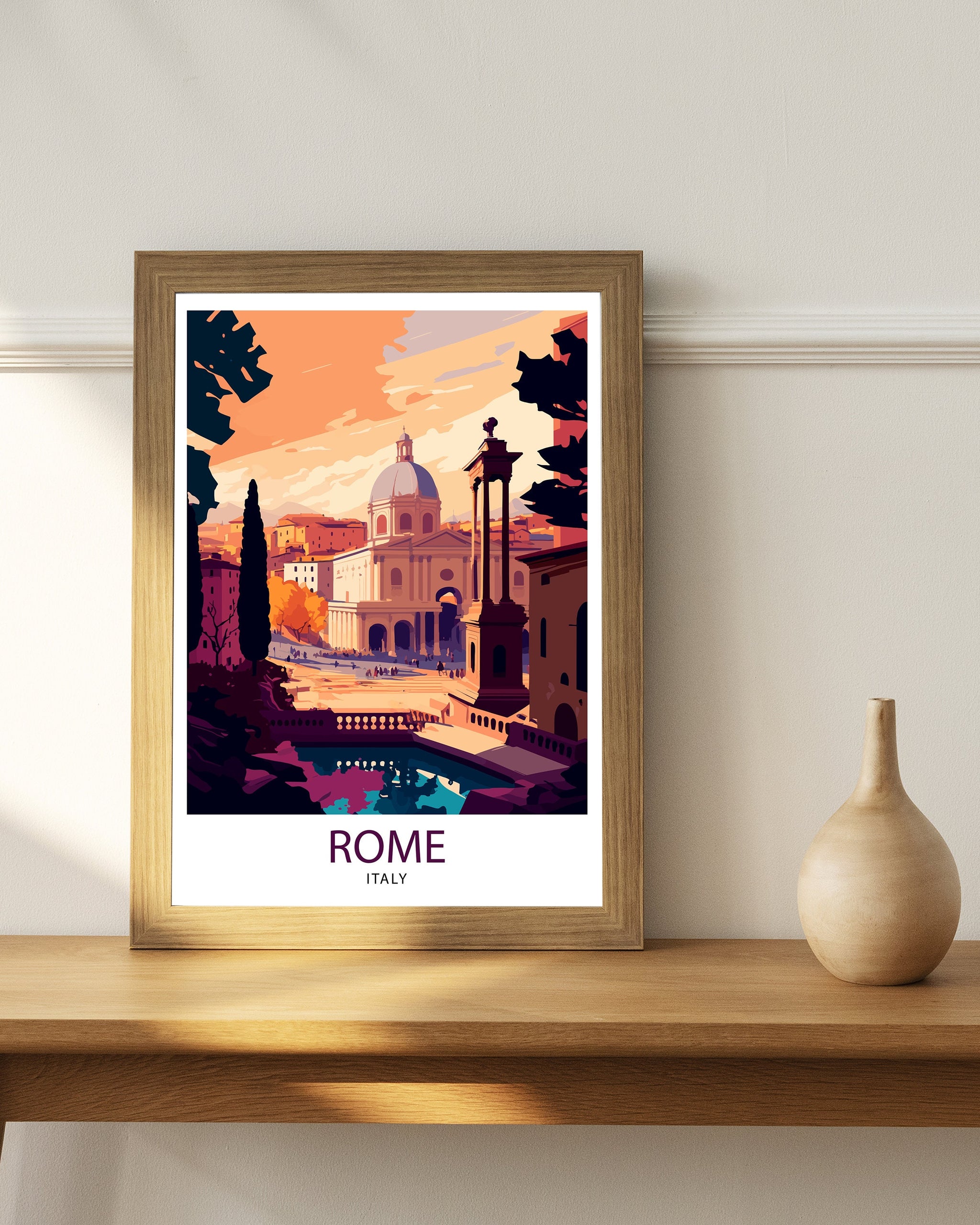 Rome Italy Travel Print Rome Wall Art Italy Travel Poster Rome Home Decor Italy Illustration Travel Gift for Rome Italy Wall Art