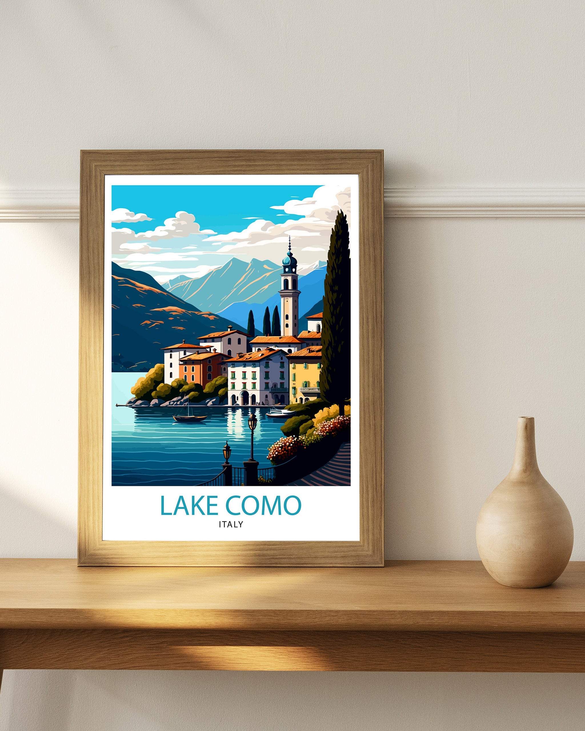 Lake Como Italy Travel Print Wall Decor Home Living Decor Italy Illustration Travel Poster Gift For Italy Home Decor