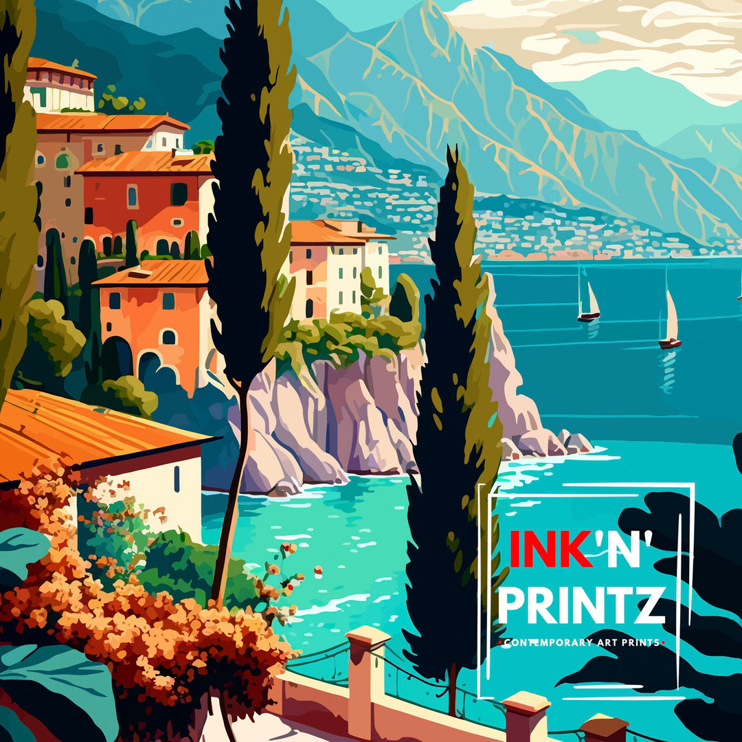 Lake Garda Italy Travel Poster Lake Garda Wall Art Italy Travel Poster Lake Garda Home Decor Italy Illustration Gift for Italy Lovers