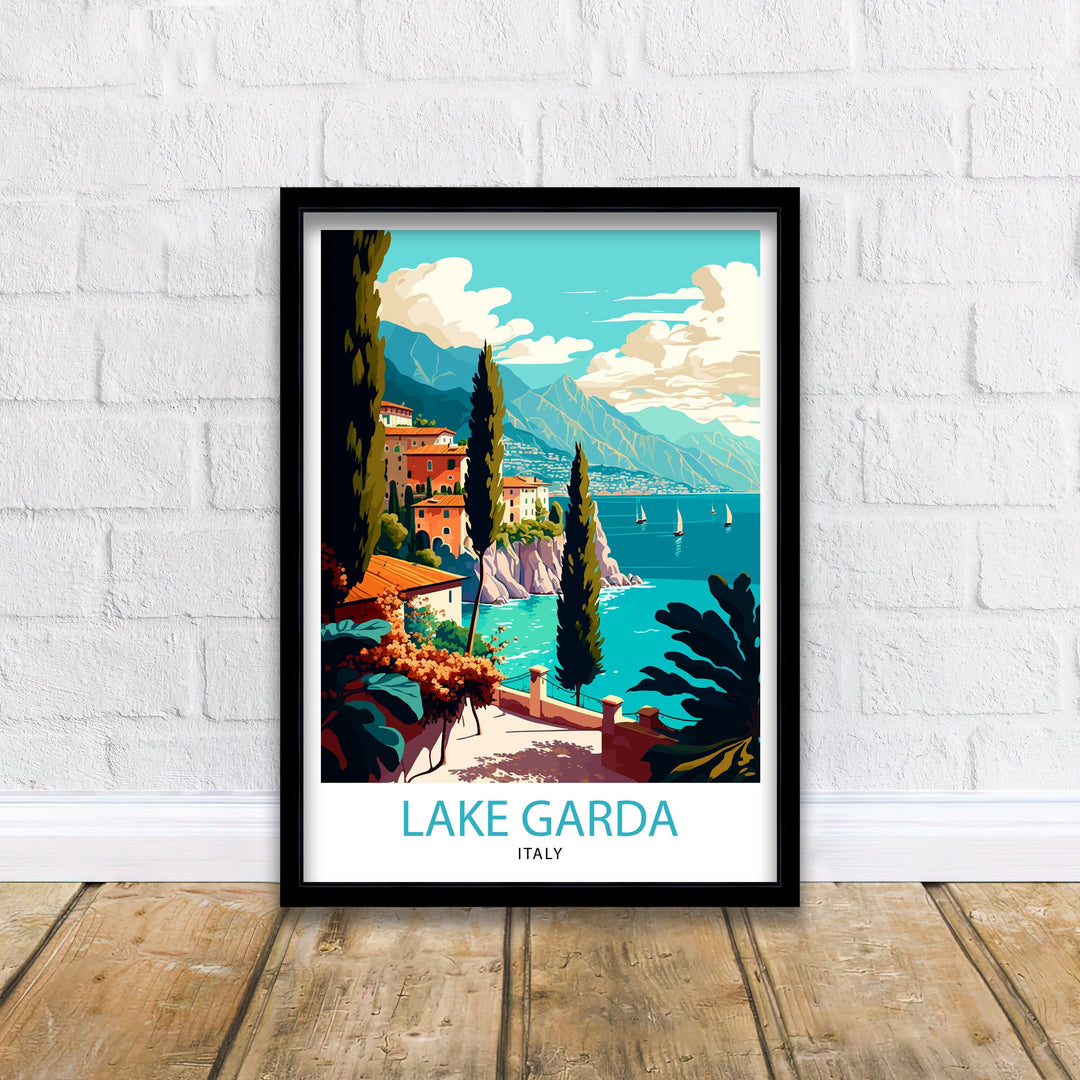 Lake Garda Italy Travel Print Lake Garda Wall Art Italy Travel Poster Lake Garda Home Decor Italy Illustration Gift for Italy Lovers