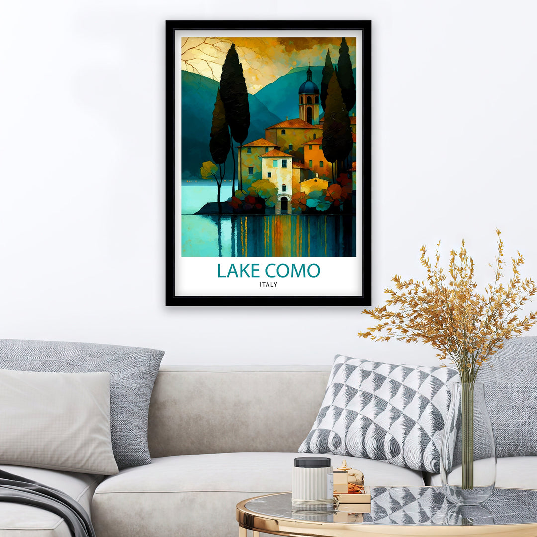 Lake Como Italy Travel Print Wall Decor Home Living Decor Italy Illustration Travel Poster Gift For Italy Home Decor