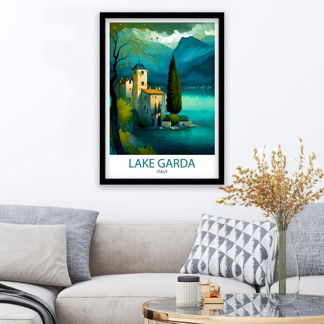 Lake Garda Italy Travel Print Lake Garda Wall Art Italy Travel Poster Lake Garda Home Decor Italy Illustration Gift for Italy Lovers