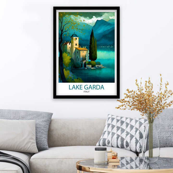 Lake Garda Italy Travel Print Lake Garda Wall Art Italy Travel Poster Lake Garda Home Decor Italy Illustration Gift for Italy Lovers