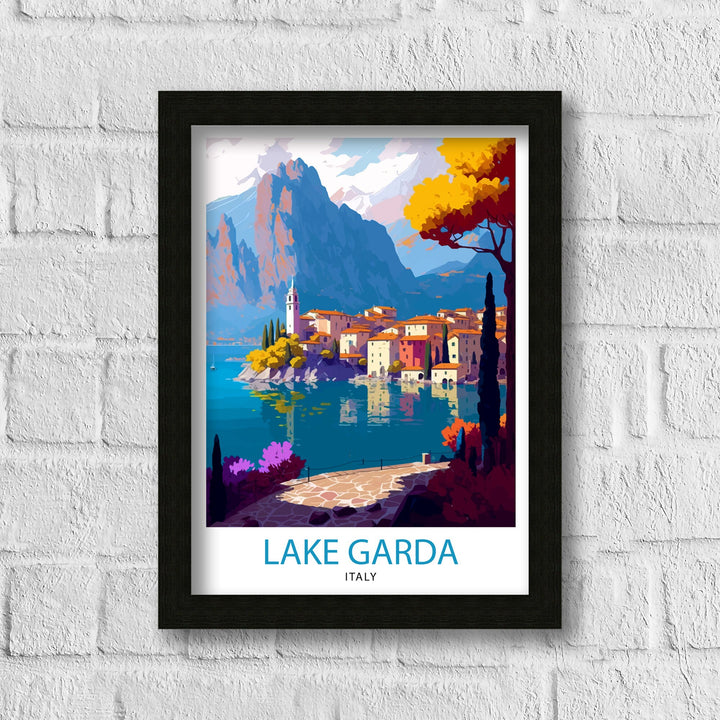 Lake Garda Italy Travel Print Lake Garda Wall Art Italy Travel Poster Lake Garda Home Decor Italy Illustration Gift for Italy Lovers