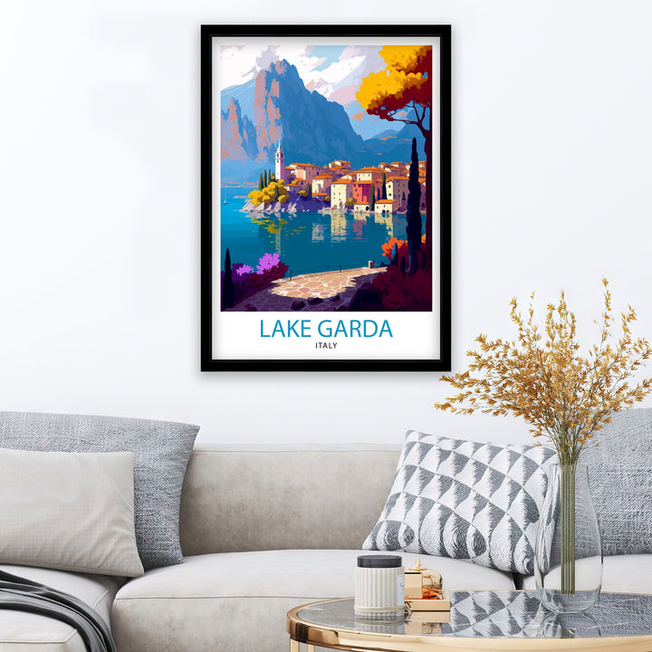 Lake Garda Italy Travel Print Lake Garda Wall Art Italy Travel Poster Lake Garda Home Decor Italy Illustration Gift for Italy Lovers