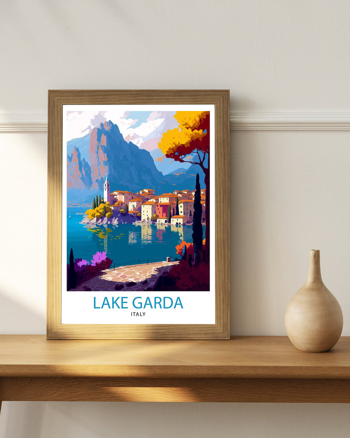Lake Garda Italy Travel Print Lake Garda Wall Art Italy Travel Poster Lake Garda Home Decor Italy Illustration Gift for Italy Lovers