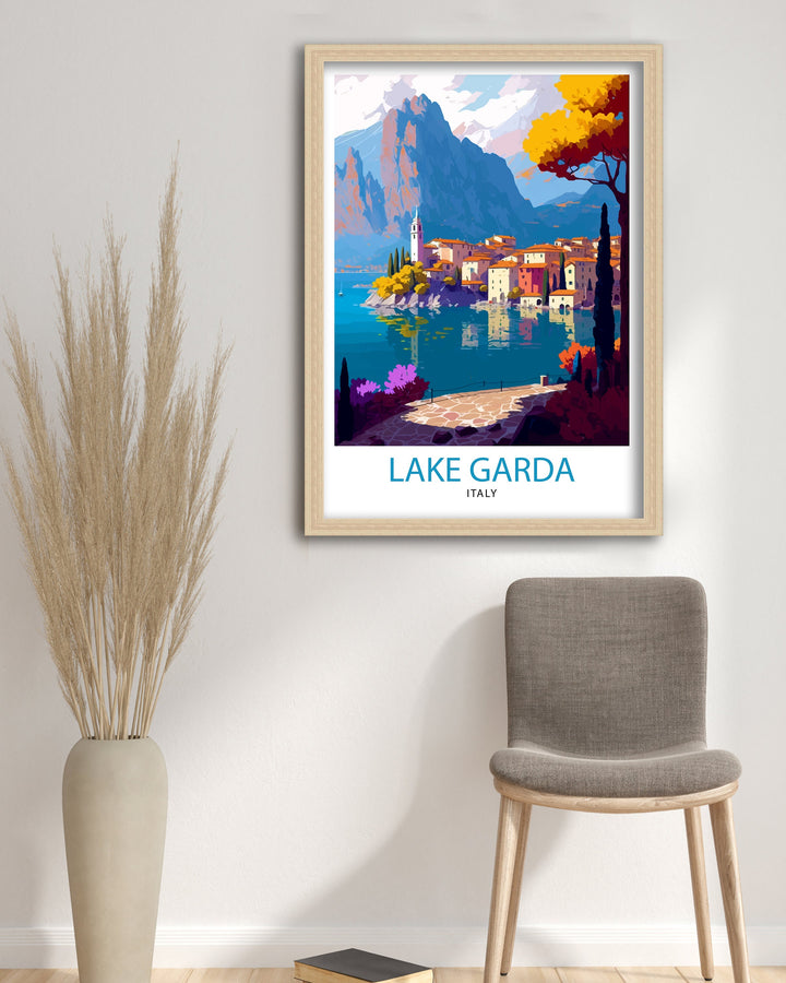 Lake Garda Italy Travel Print Lake Garda Wall Art Italy Travel Poster Lake Garda Home Decor Italy Illustration Gift for Italy Lovers