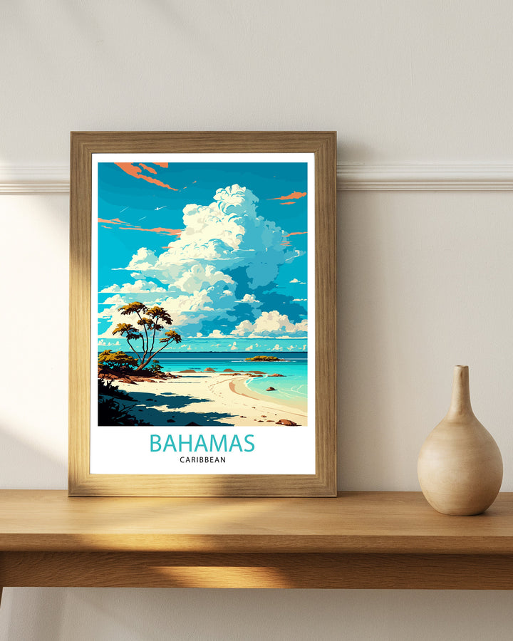 Bahamas Travel Print , Bahamas Wall Art Bahamas Home Decor Bahamas Island Illustration Travel Poster Gift For Bahamas Bahamas Vacation