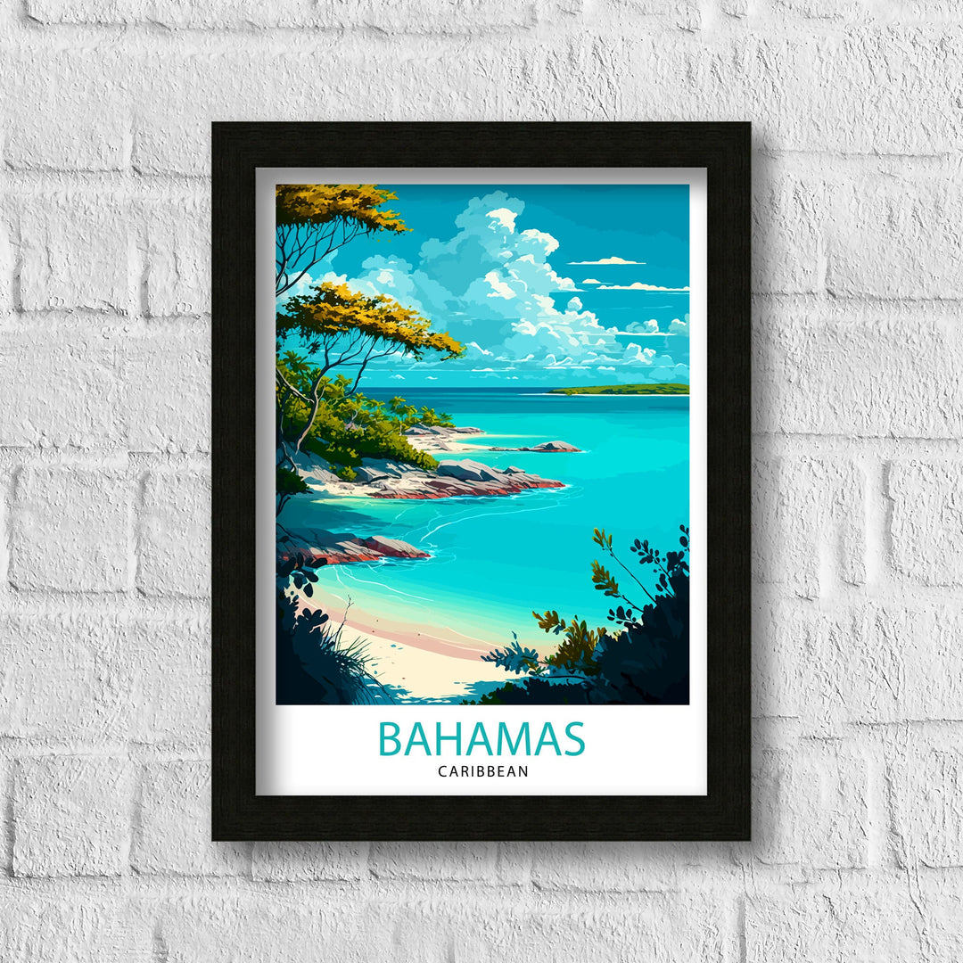 Bahamas Travel Print , Bahamas Wall Art Bahamas Home Decor Bahamas Island Illustration Travel Poster Gift For Bahamas Bahamas Vacation