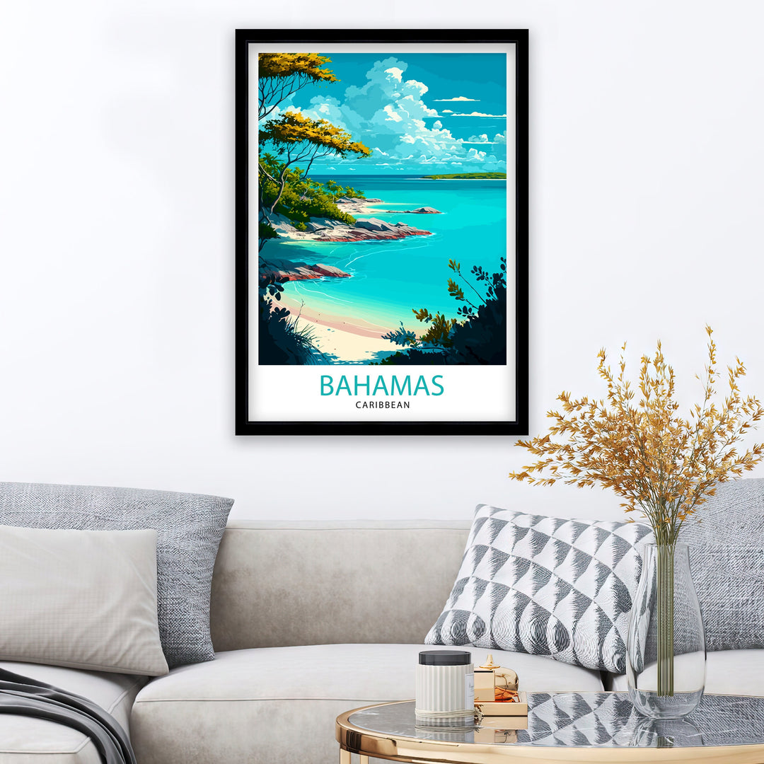 Bahamas Travel Print , Bahamas Wall Art Bahamas Home Decor Bahamas Island Illustration Travel Poster Gift For Bahamas Bahamas Vacation
