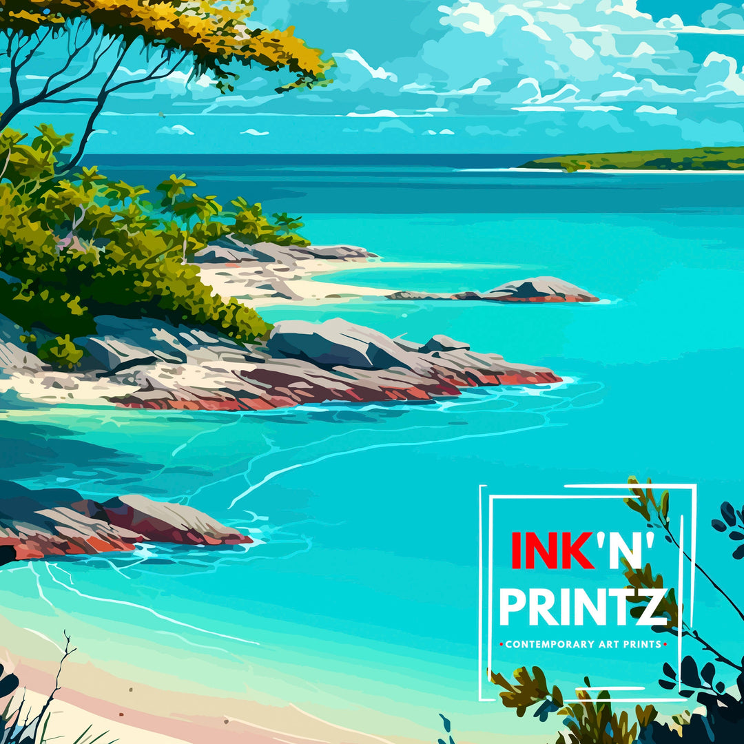 Bahamas Travel Print , Bahamas Wall Art Bahamas Home Decor Bahamas Island Illustration Travel Poster Gift For Bahamas Bahamas Vacation