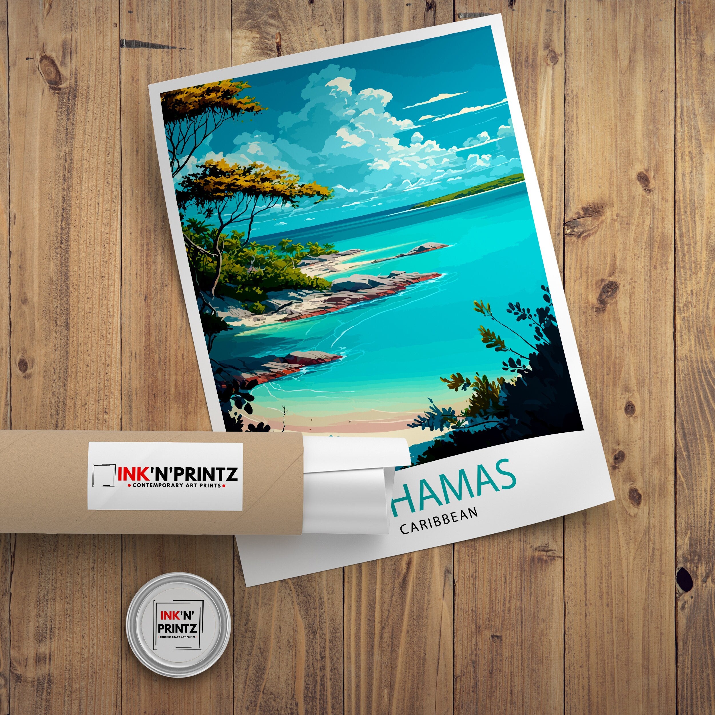 Bahamas Travel Print , Bahamas Wall Art Bahamas Home Decor Bahamas Island Illustration Travel Poster Gift For Bahamas Bahamas Vacation