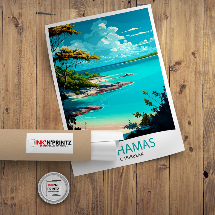 Bahamas Travel Print , Bahamas Wall Art Bahamas Home Decor Bahamas Island Illustration Travel Poster Gift For Bahamas Bahamas Vacation