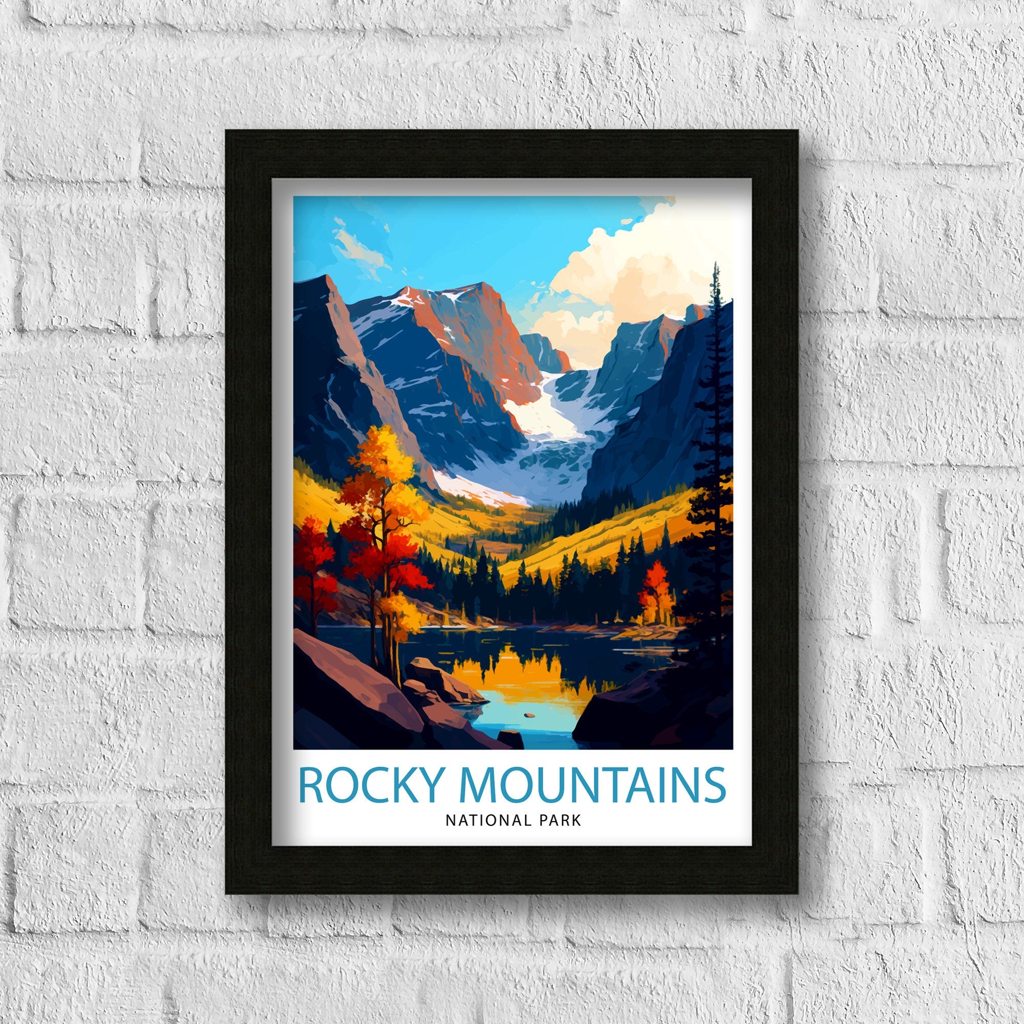 Rocky Mountains National Park Travel Print Mountain Wall Art Colorado Travel Poster National Park Decor Gift for Outdoor Enthusiasts