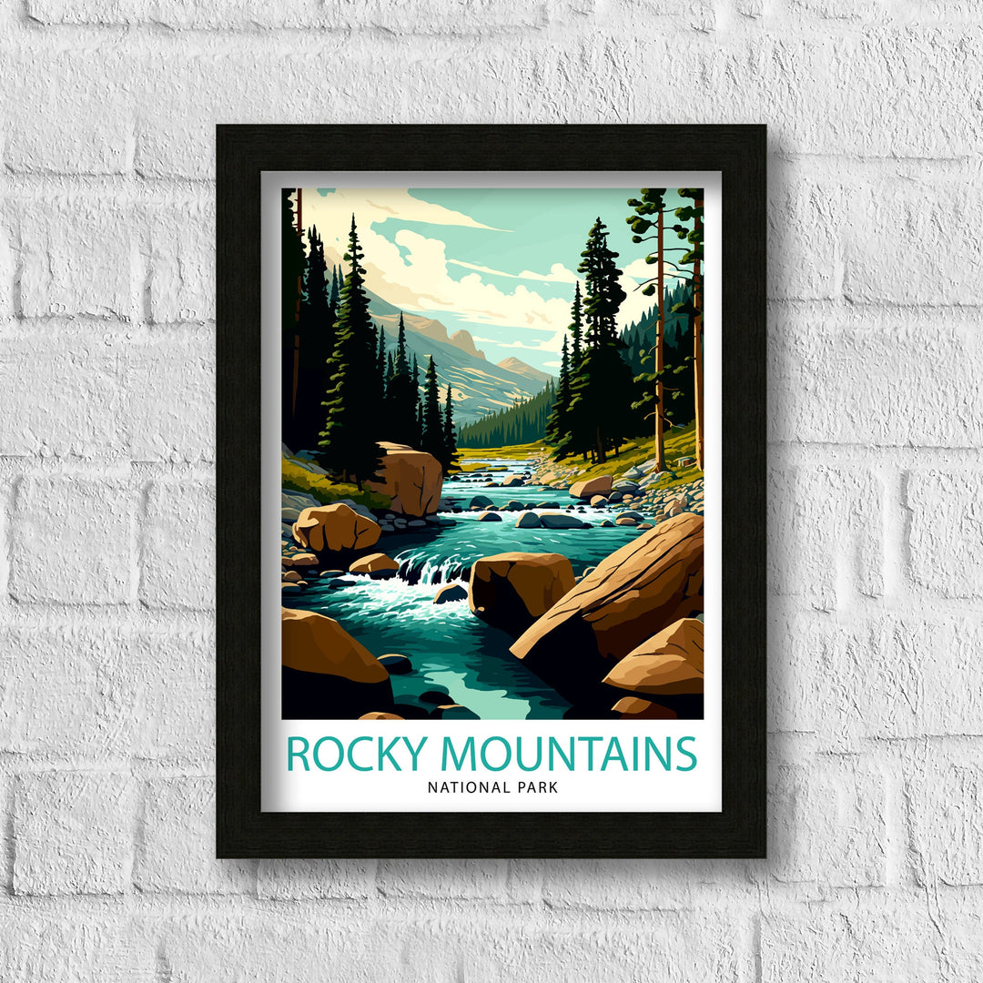 Rocky Mountains Travel Poster Mountain Wall Art Wall Art Rocky Mountain Art Rocky Mountain Colorado Art Rocky Mountain Poster