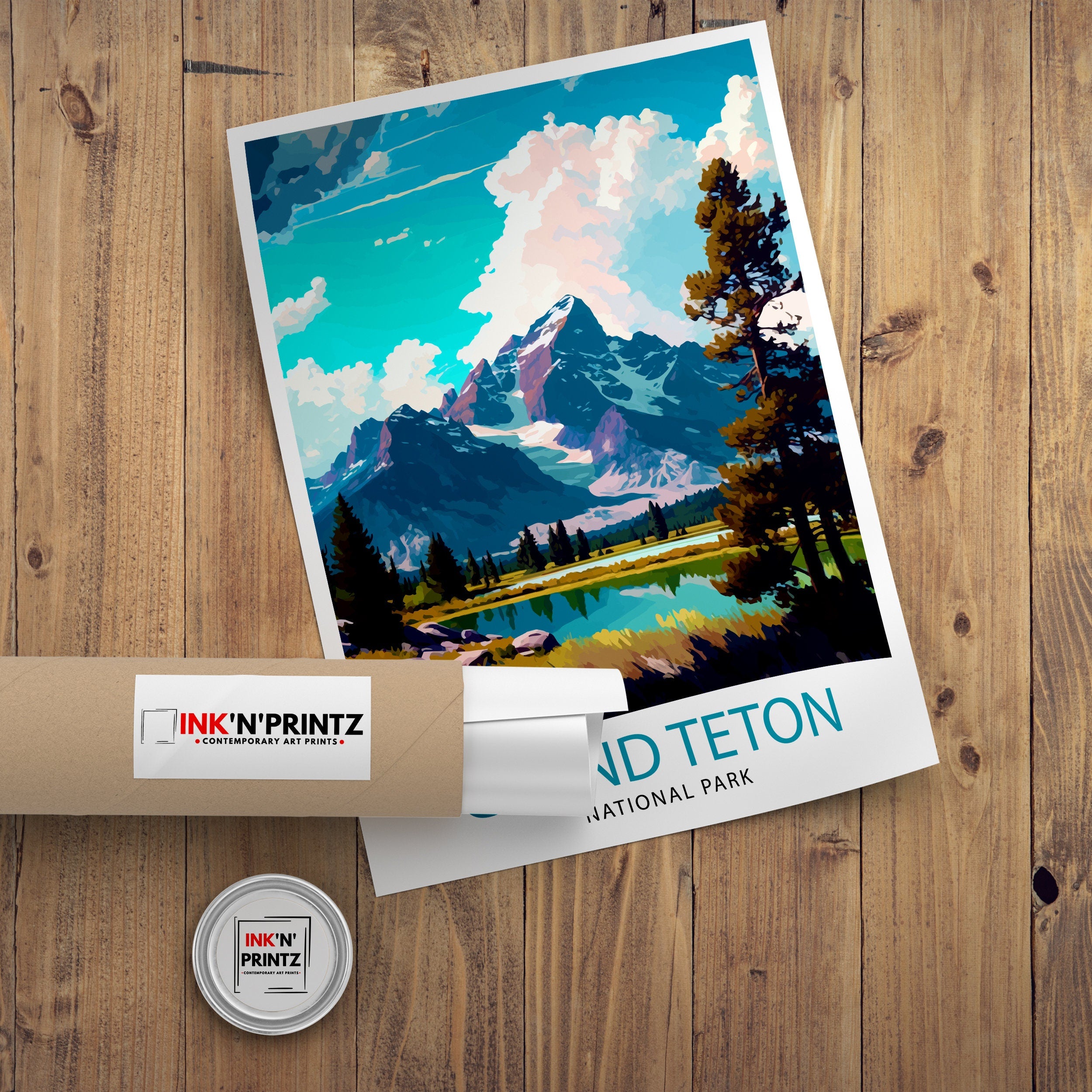 Grand Teton National Park Travel Print| Mountain Wall Art Wyoming Home Decor Nature Poster | Adventure Gift