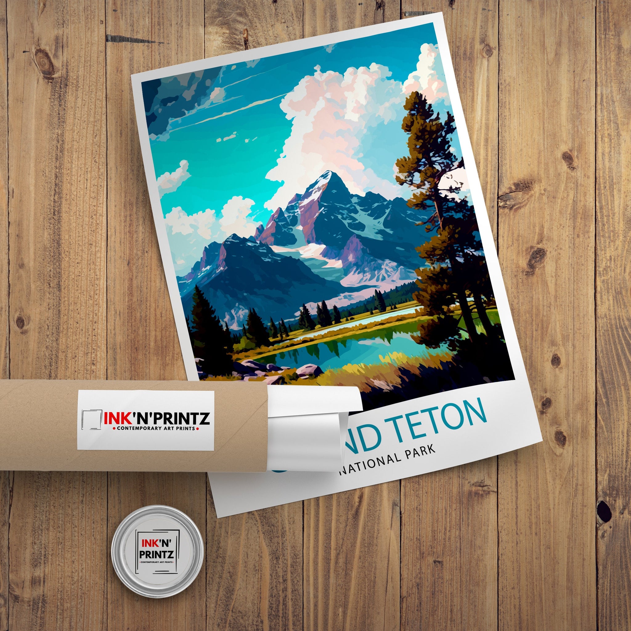 Grand Teton National Park Travel Print| Mountain Wall Art Wyoming Home Decor Nature Poster | Adventure Gift