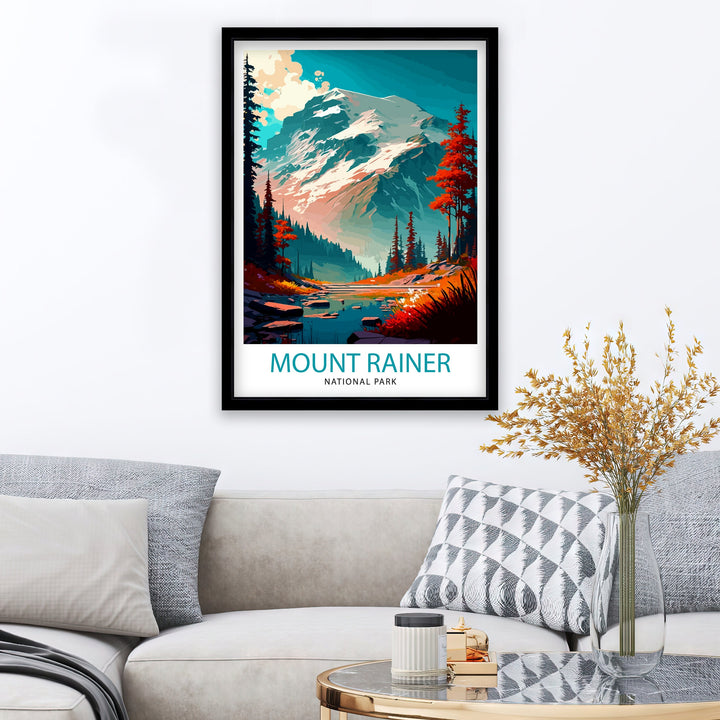 Mount Rainier Travel Poster Washington