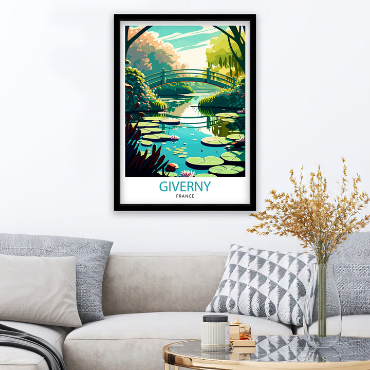Giverny France Travel Print Giverny Wall Decor Giverny Home Living Decor Giverny France Illustration Travel Poster Gift for Giverny France