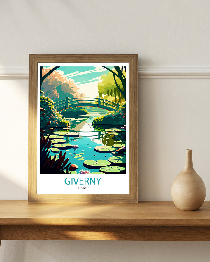 Giverny France Travel Print Giverny Wall Decor Giverny Home Living Decor Giverny France Illustration Travel Poster Gift for Giverny France
