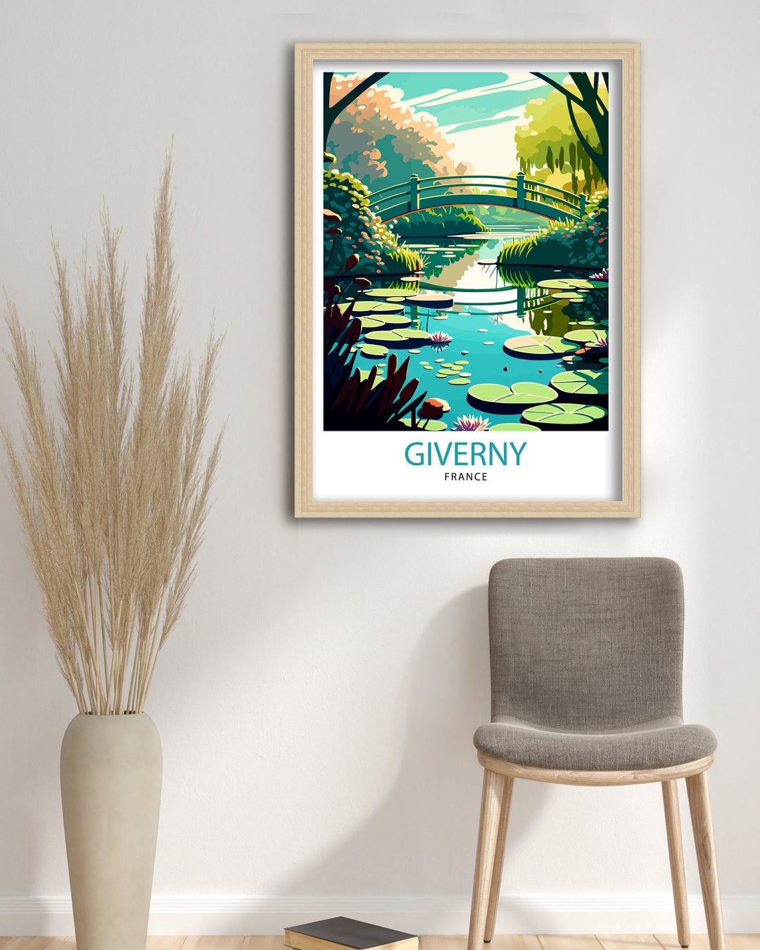 Giverny France Travel Print Giverny Wall Decor Giverny Home Living Decor Giverny France Illustration Travel Poster Gift for Giverny France
