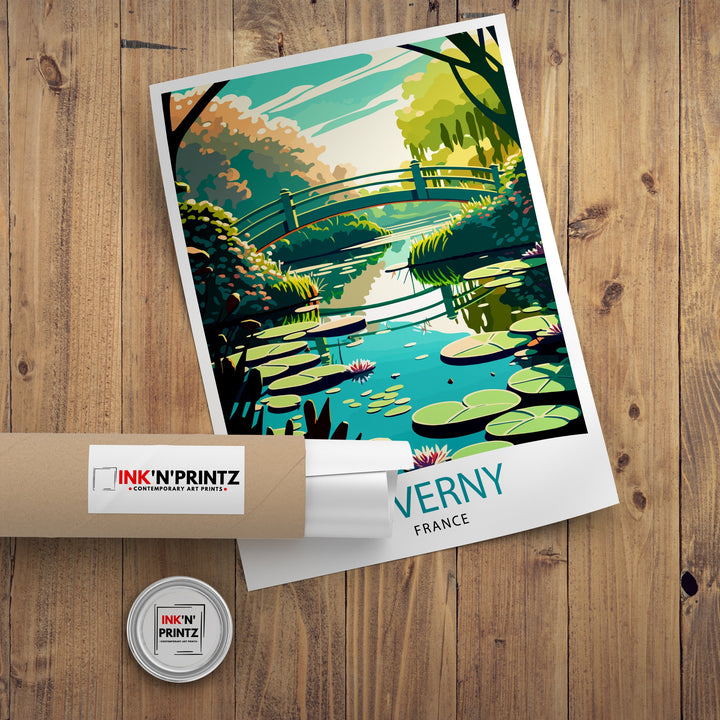 Giverny France Travel Print Giverny Wall Decor Giverny Home Living Decor Giverny France Illustration Travel Poster Gift for Giverny France