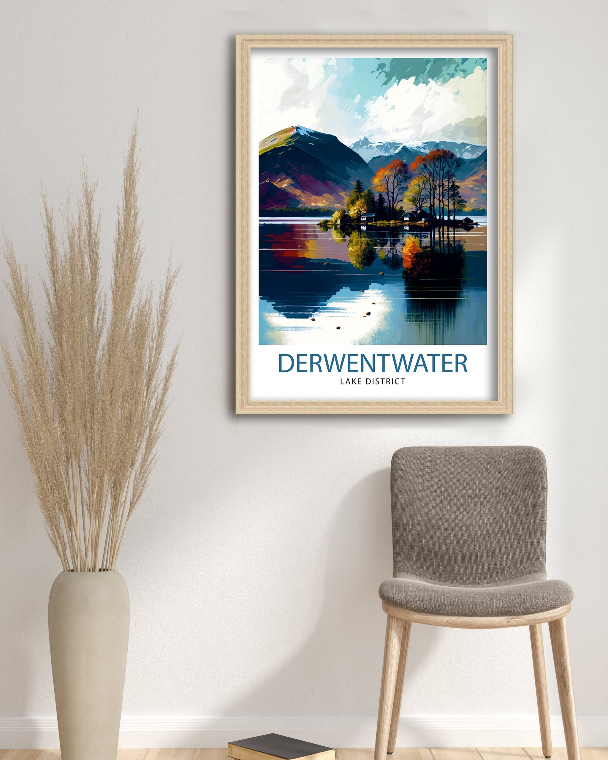 Derwentwater Cumbria Travel Print Wall Decor Home Living Decor Illustration Travel Poster Gift For Derwentwater Cumbria Home Decor