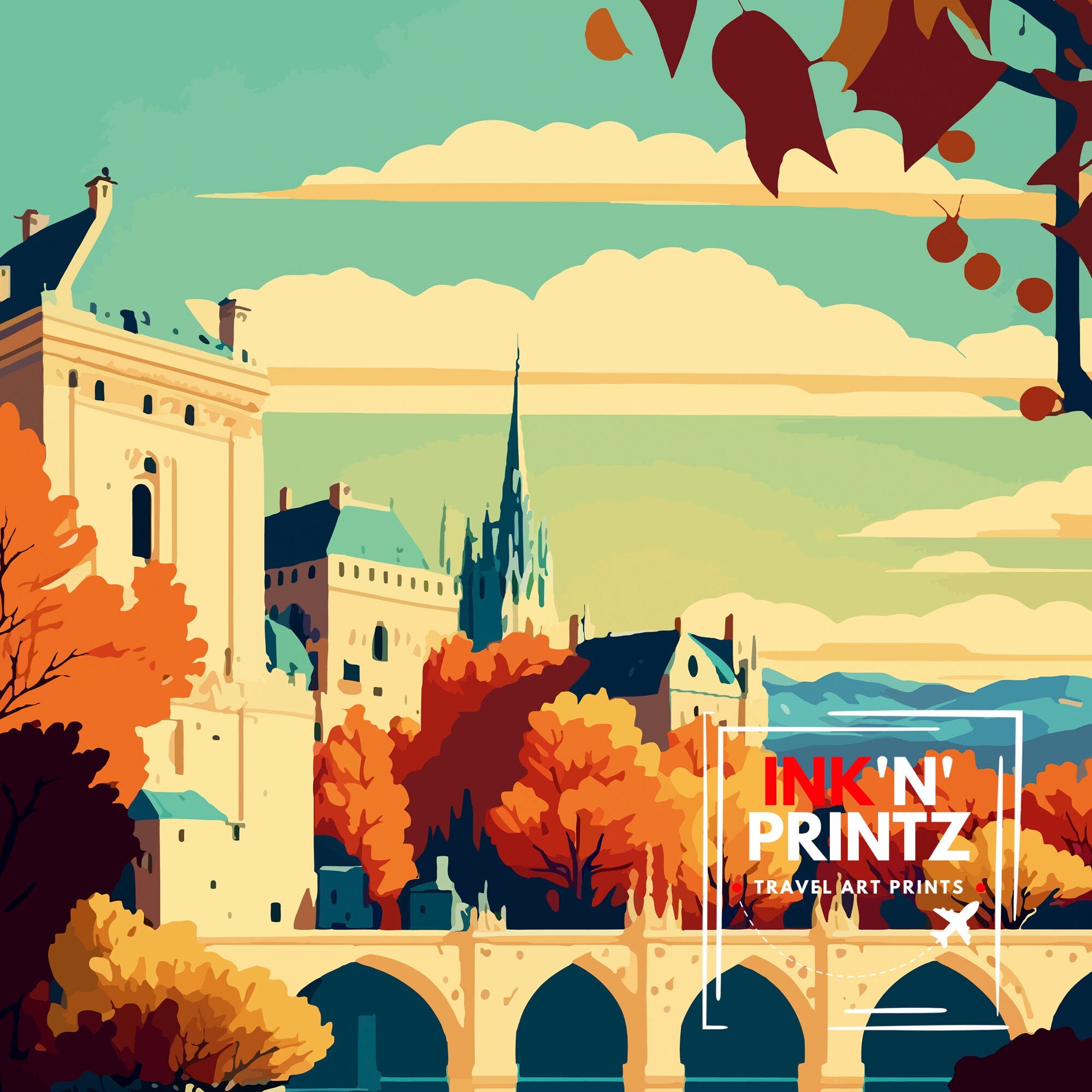 Avignon France Travel Print , Avignon Wall Decor, Avignon Home Living Decor, Avignon France Illustration, Travel Poster Gift for Avignon