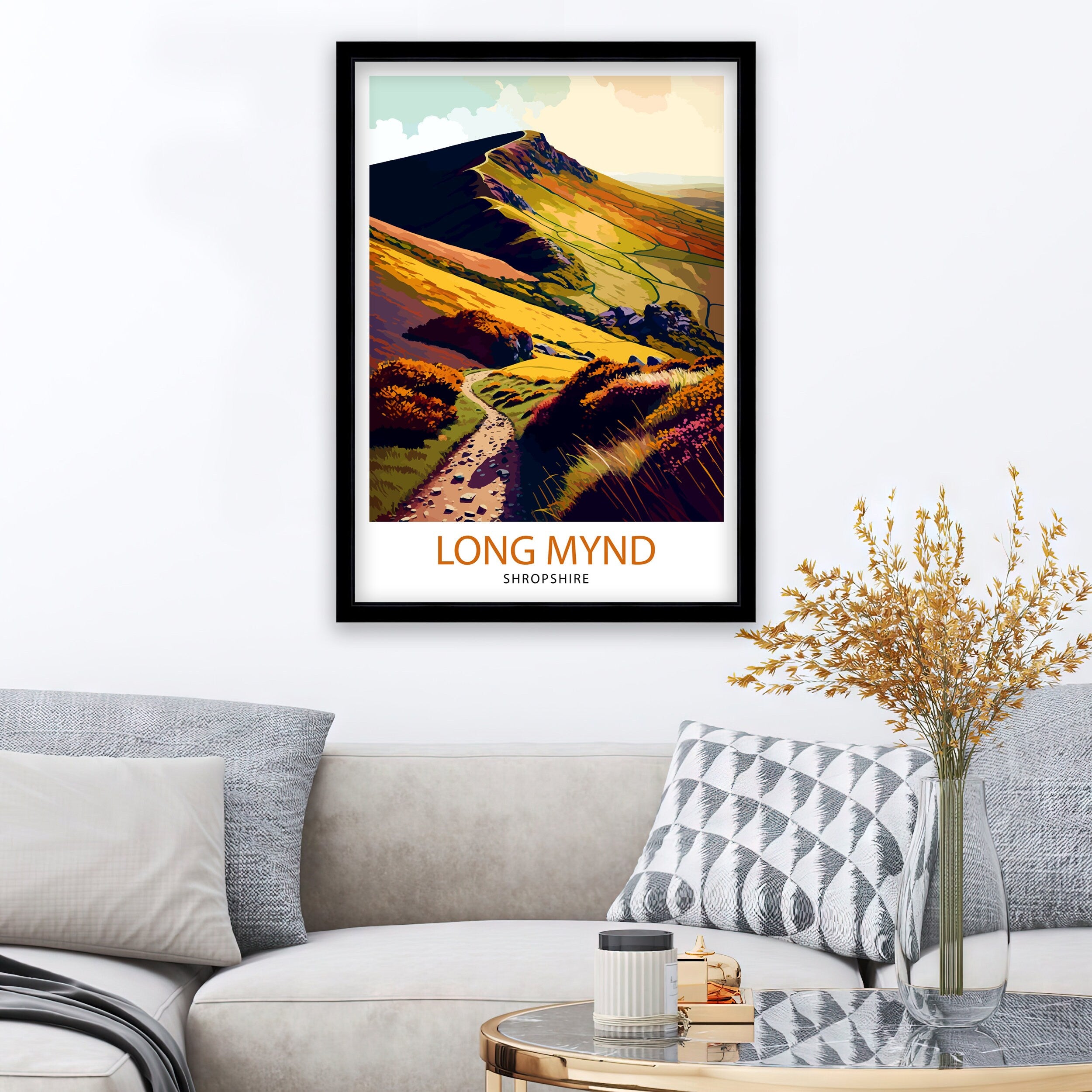 Long Mynd Travel Print Long Mynd Wall Art Long Mynd Home Decor Long Mynd Illustration Long Mynd Poster Long Mynd Landscape