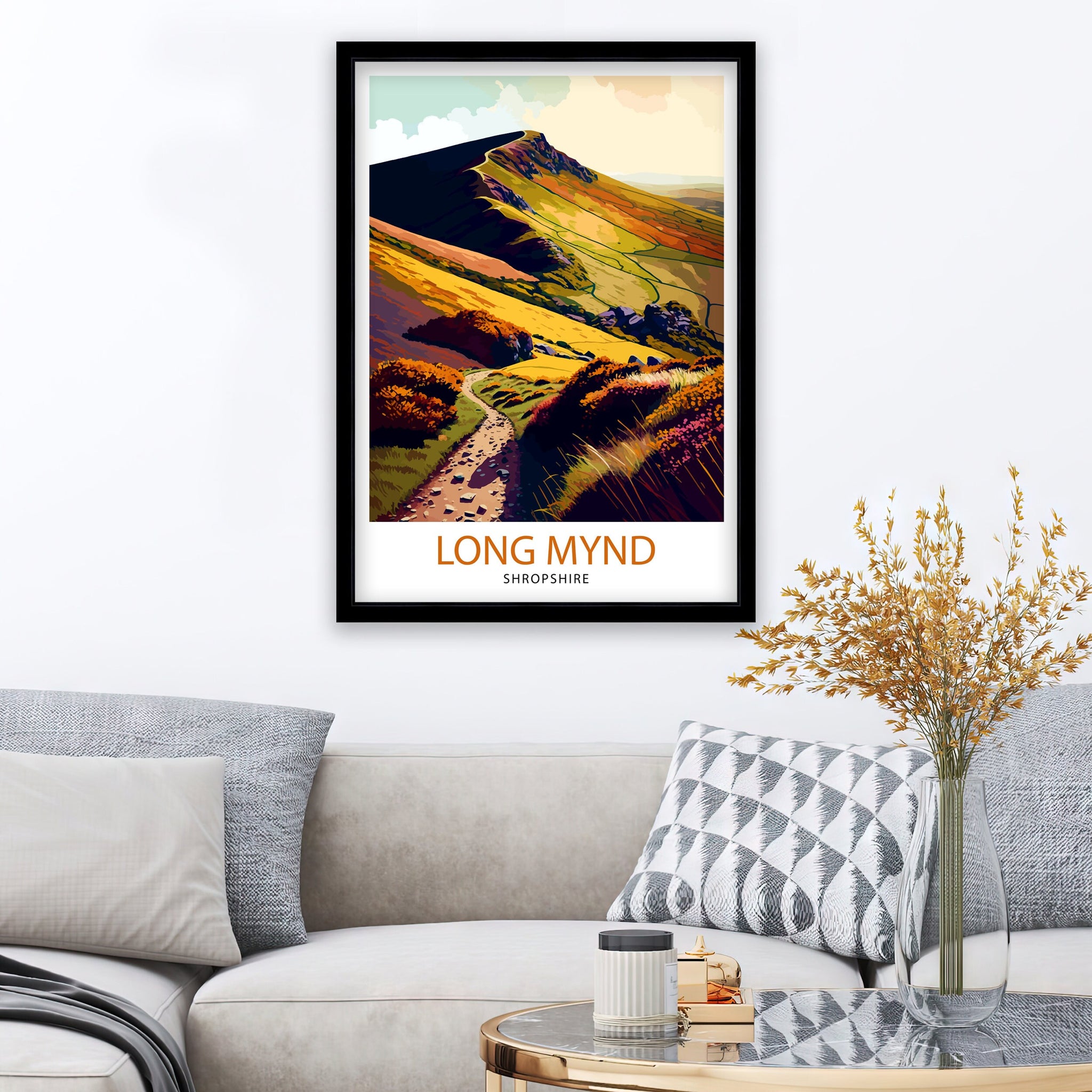 Long Mynd Travel Print Long Mynd Wall Art Long Mynd Home Decor Long Mynd Illustration Long Mynd Poster Long Mynd Landscape