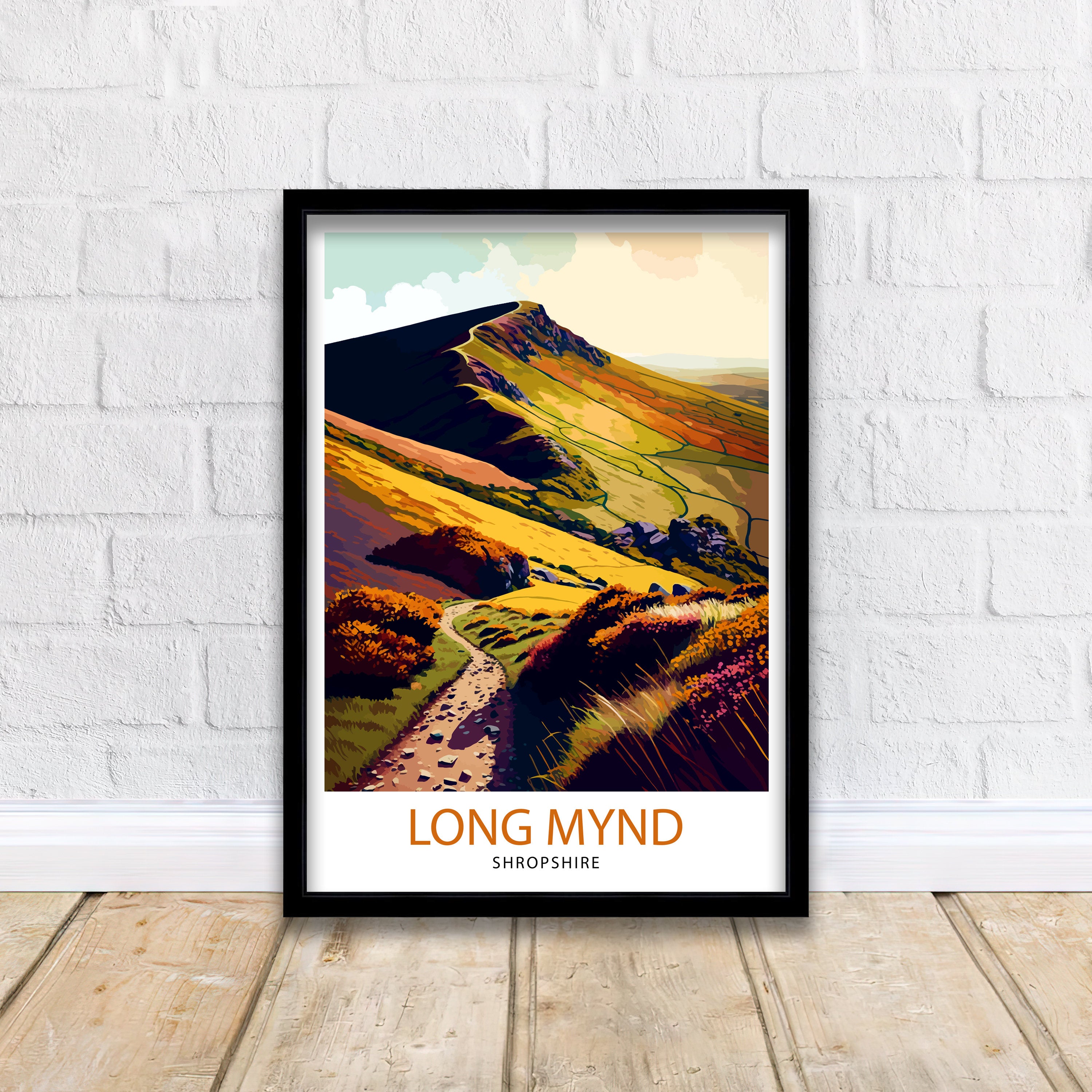 Long Mynd Travel Print Long Mynd Wall Art Long Mynd Home Decor Long Mynd Illustration Long Mynd Poster Long Mynd Landscape